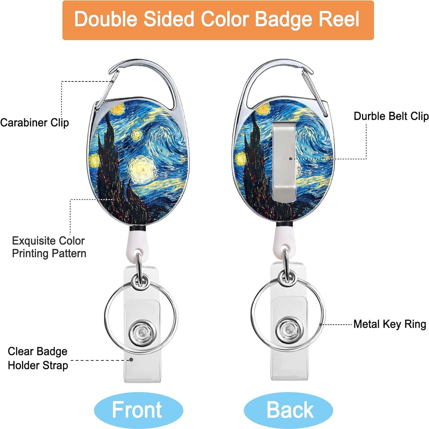 Porta Credencial Retráctil COUKASO con Llavero 70 cm - Pintura Nocturna