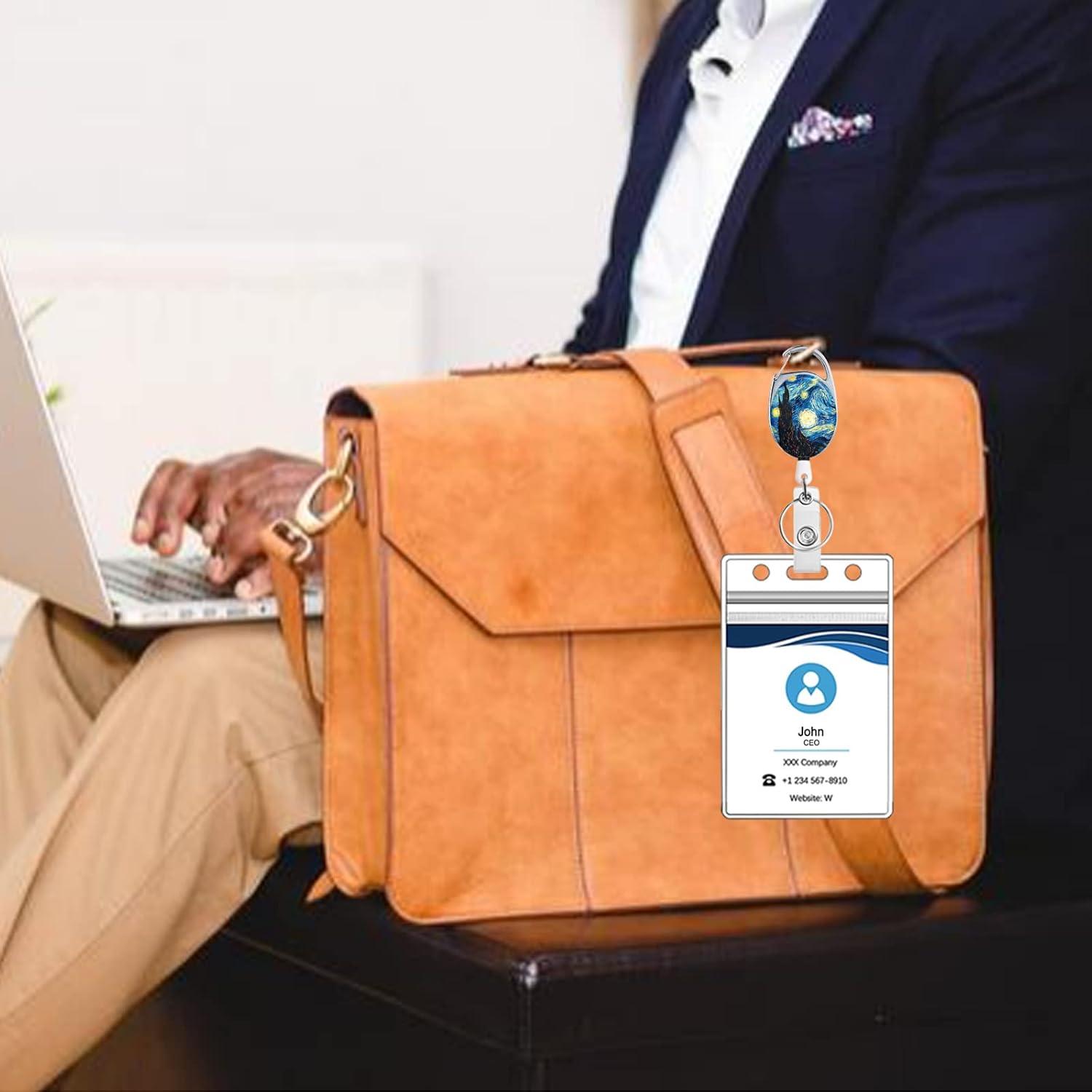 Porta Credencial Retráctil COUKASO con Llavero 70 cm - Pintura Nocturna