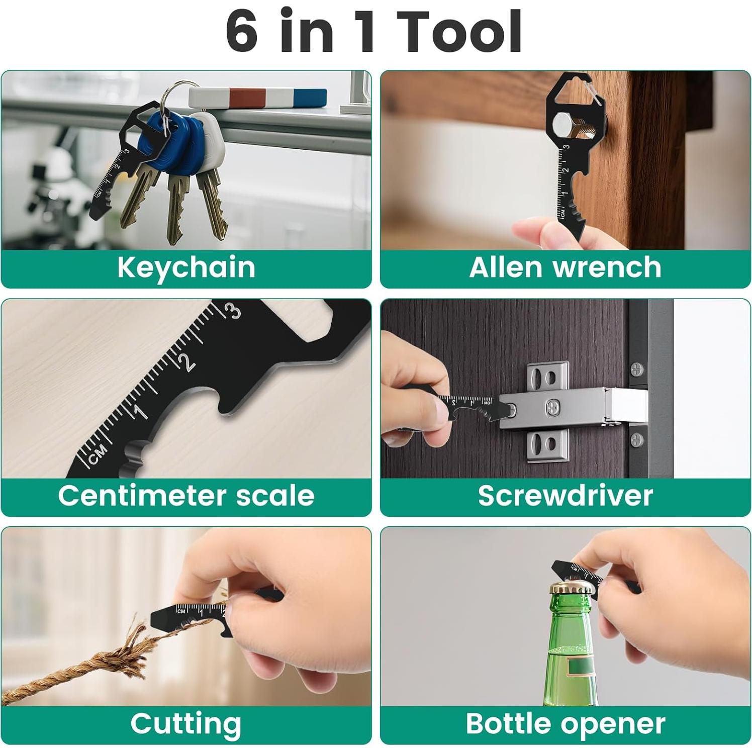 Mini Herramienta Multifuncional 6 en 1 Ayzylpth - Abrebotellas, Llave, Regla