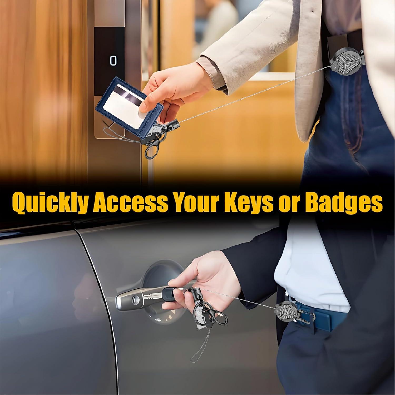 2 Llavero Retráctil KAHETA con Cierre Magnético y Clip