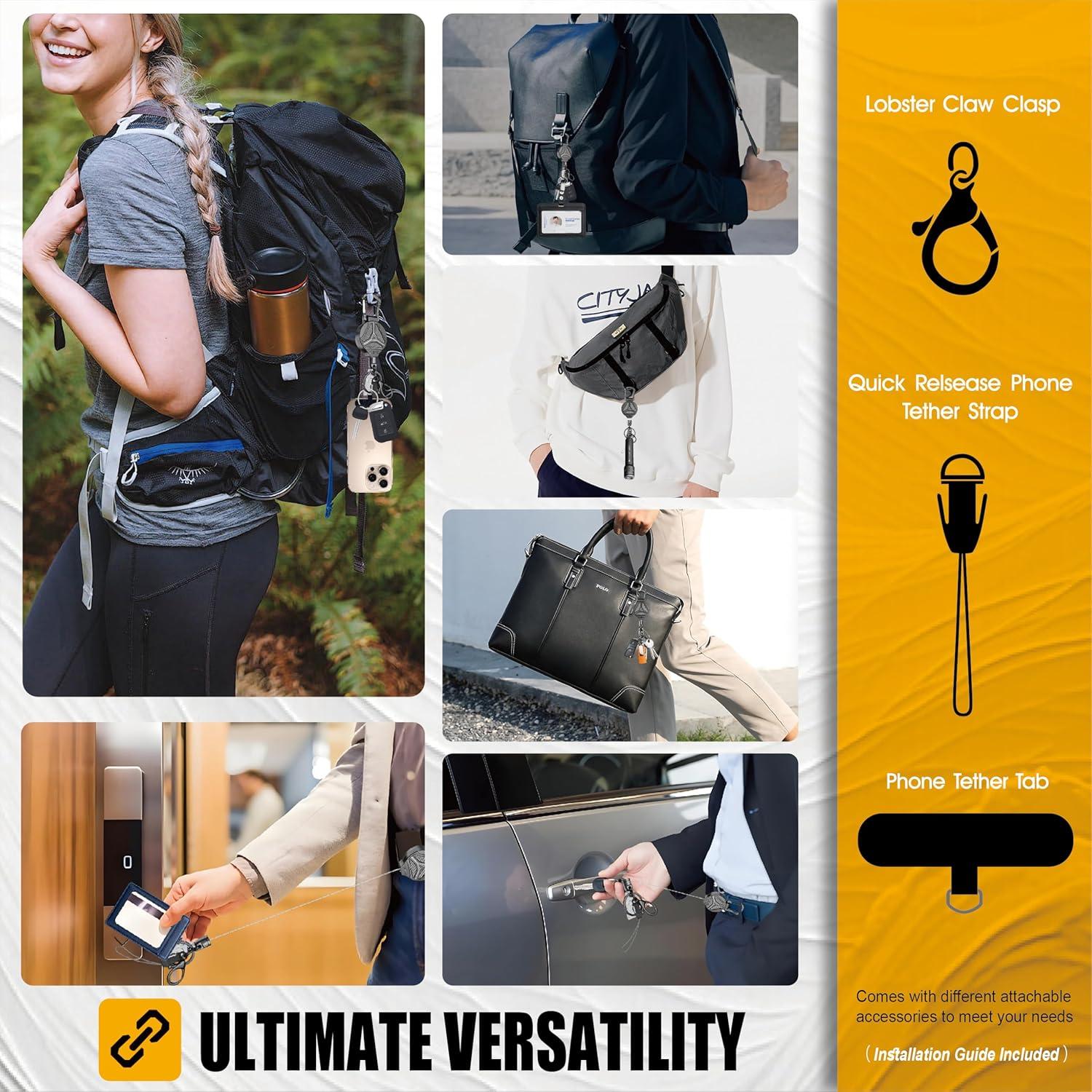 2 Llavero Retráctil KAHETA con Cierre Magnético y Clip