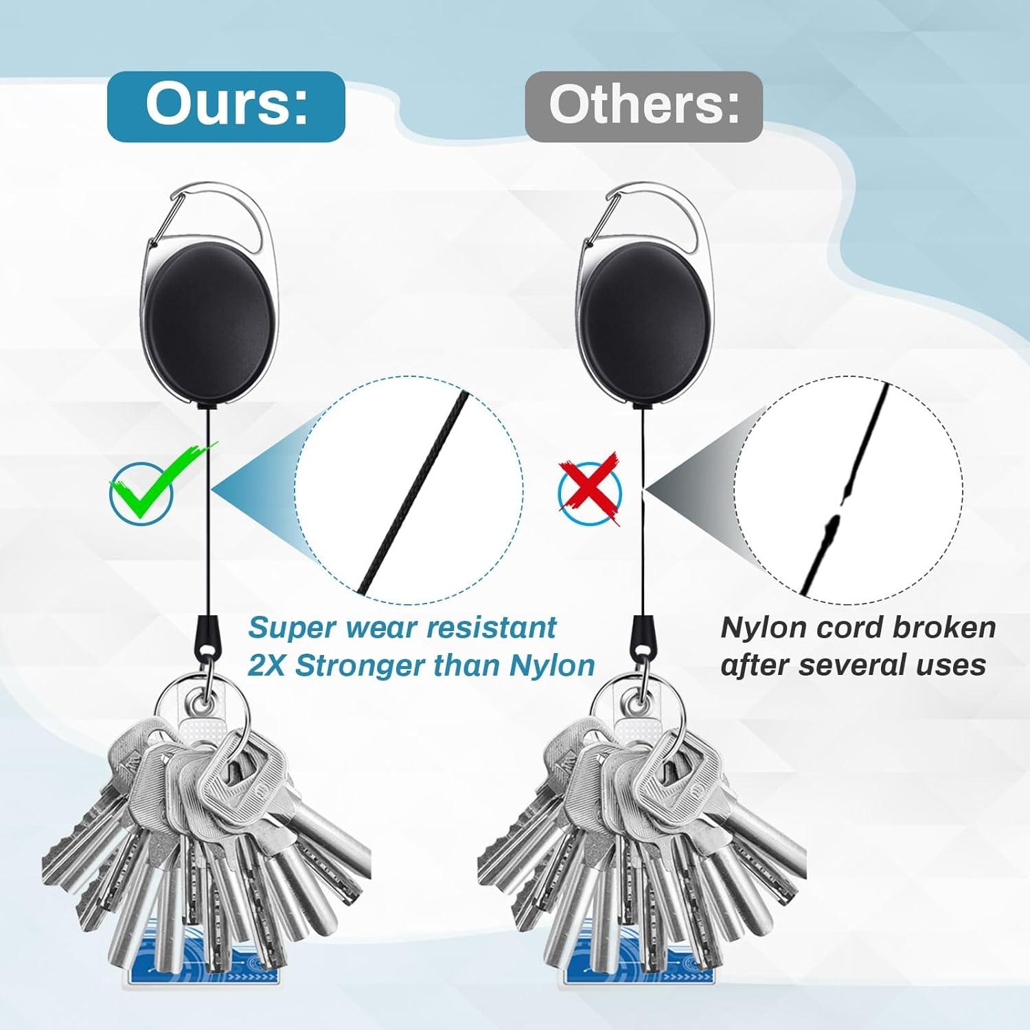 60 Portatarjetas Retráctiles Selizo con Clip Carabiner Negro