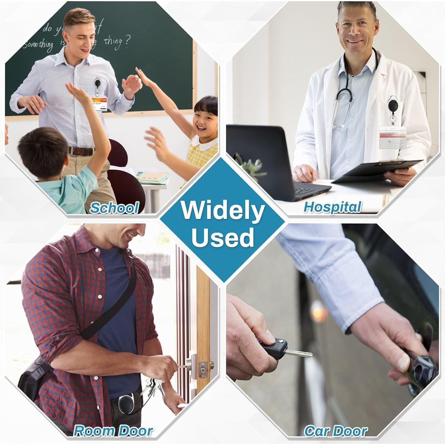 60 Portatarjetas Retráctiles Selizo con Clip Carabiner Negro