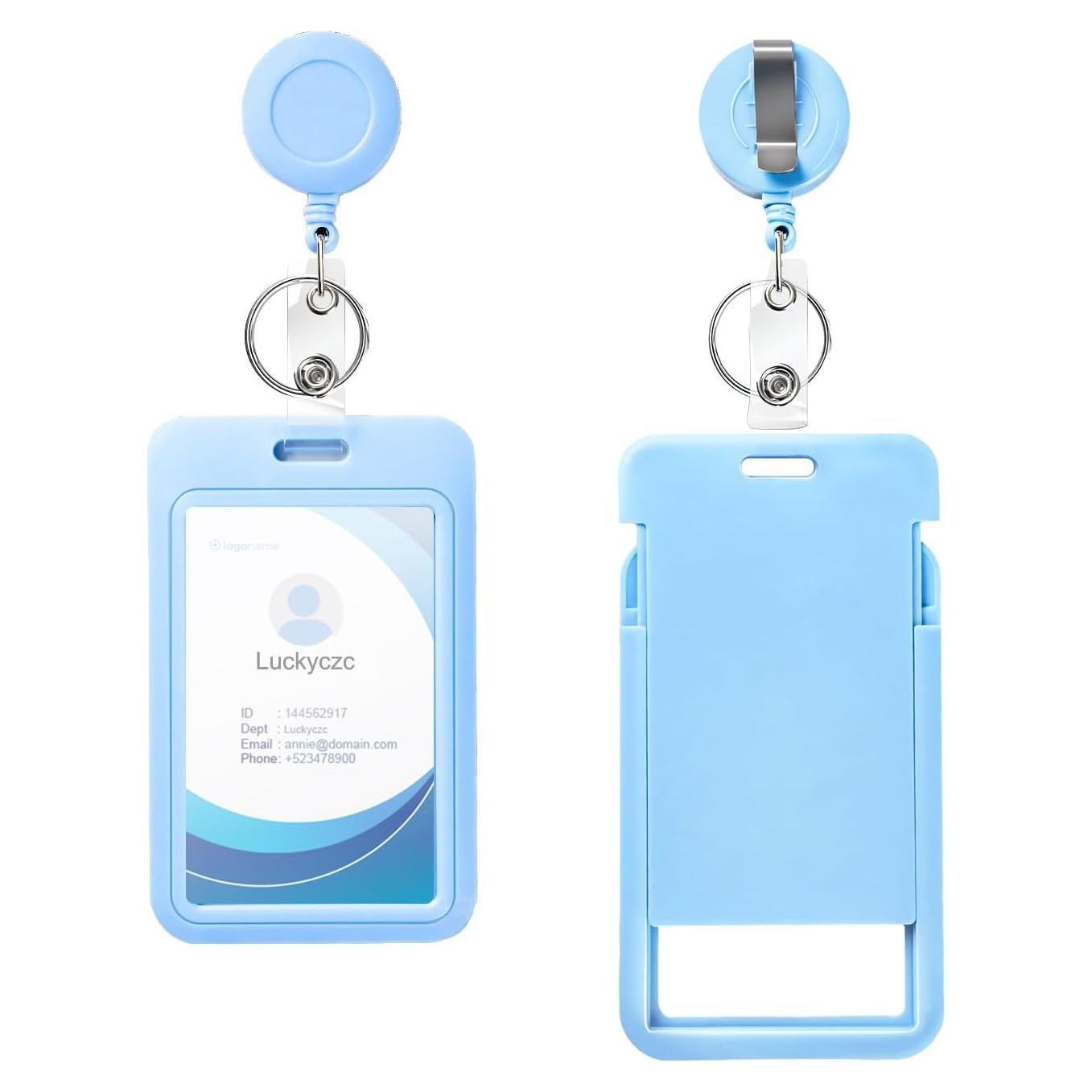 Paquete de 2 Sujetadores de Identificación Retráctiles Luckyczc Azul
