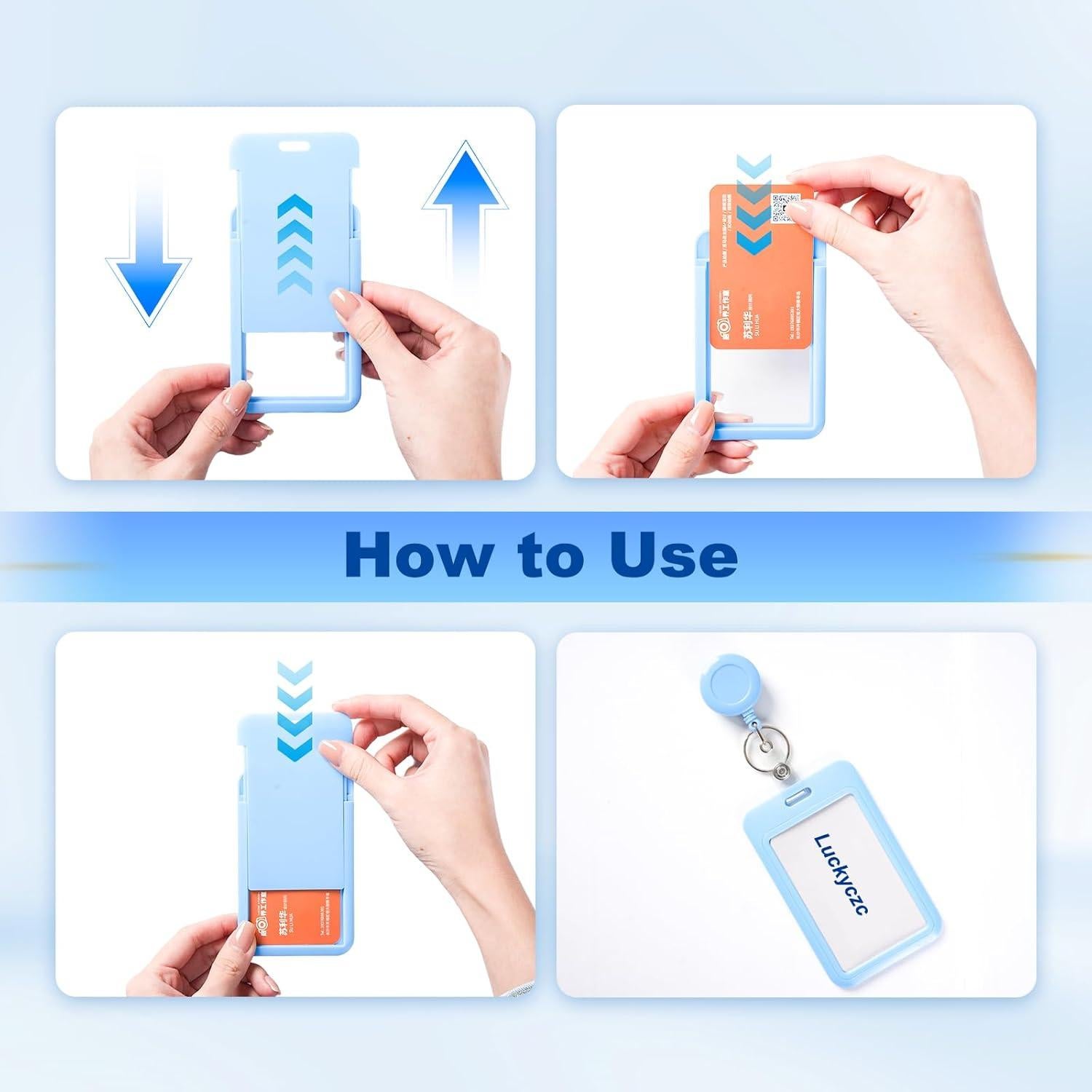 Paquete de 2 Sujetadores de Identificación Retráctiles Luckyczc Azul