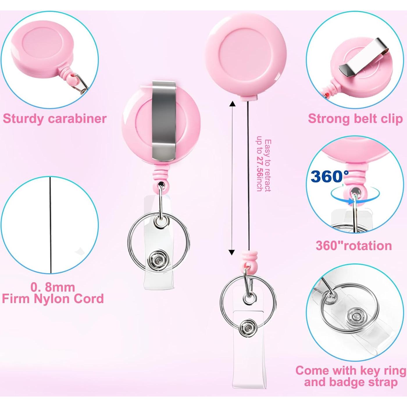 Paquete de 2 Sujetadores de Identificación Retráctiles Luckyczc Azul