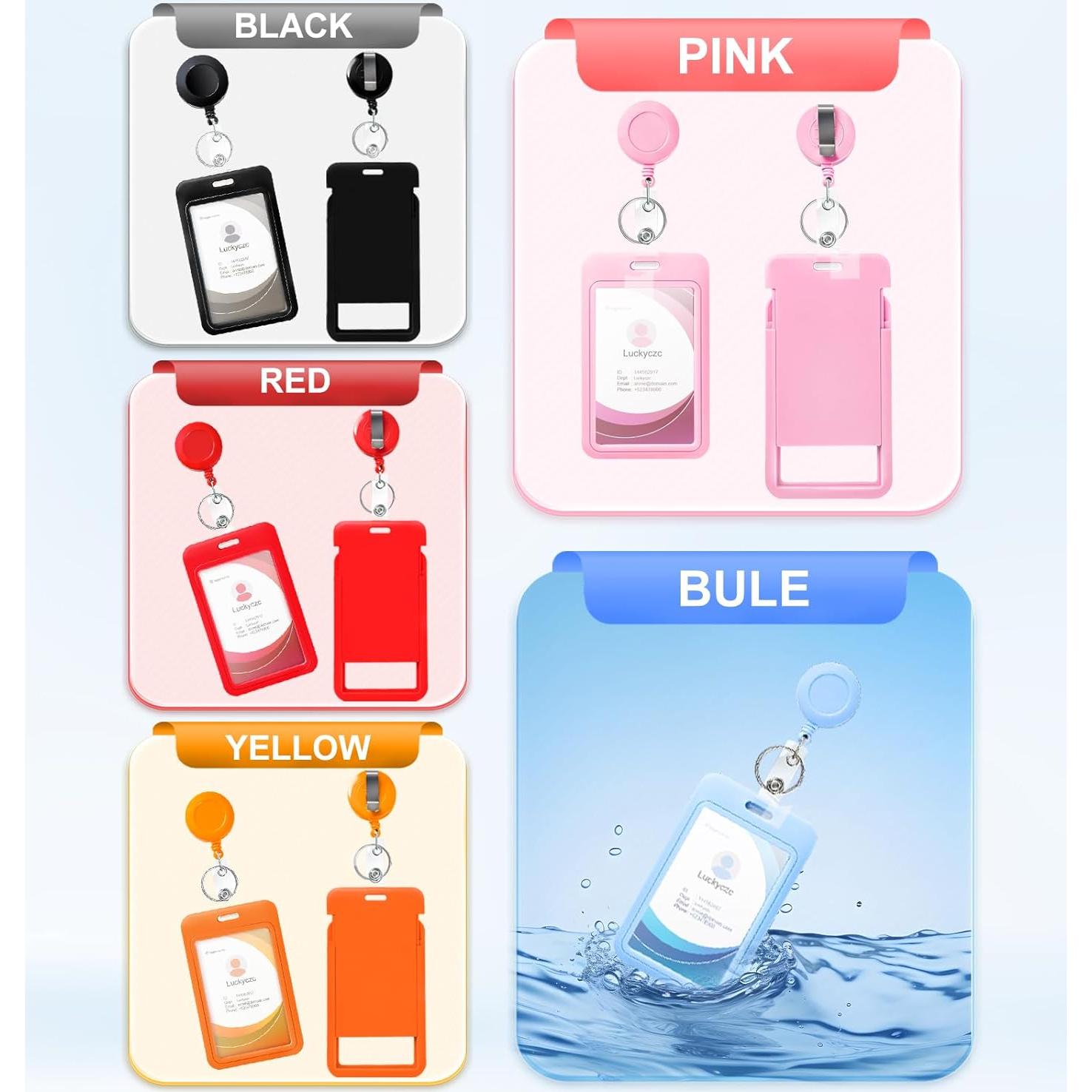 Paquete de 2 Sujetadores de Identificación Retráctiles Luckyczc Azul