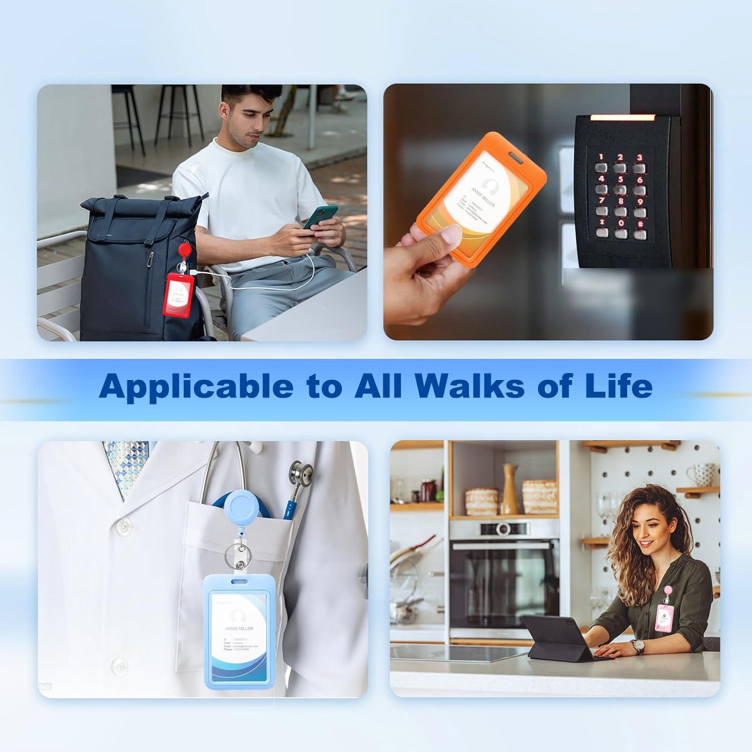 Paquete de 2 Sujetadores de Identificación Retráctiles Luckyczc Azul