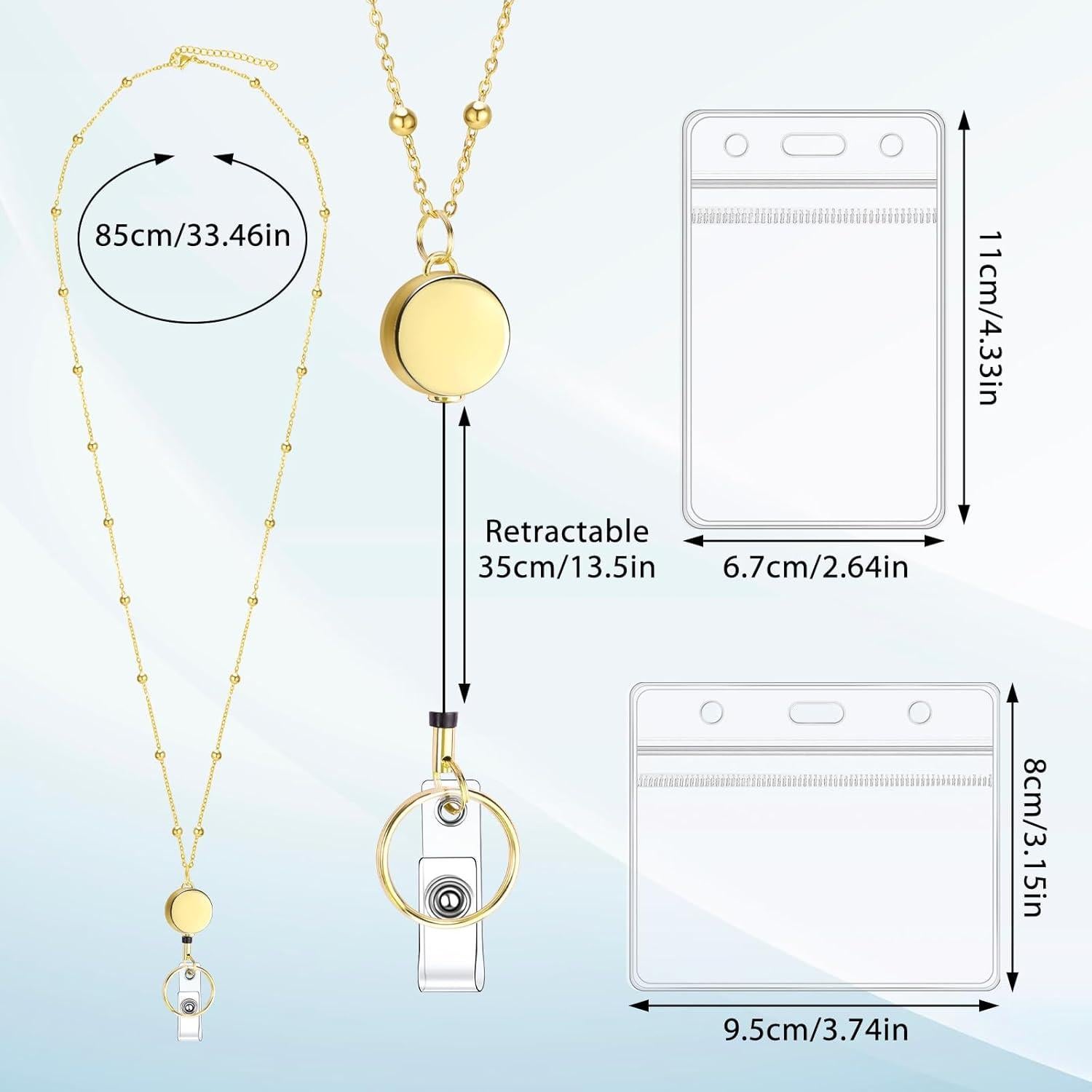 Cinta de Insignia Retráctil Prudiut Oro con 2 Soportes Impermeables