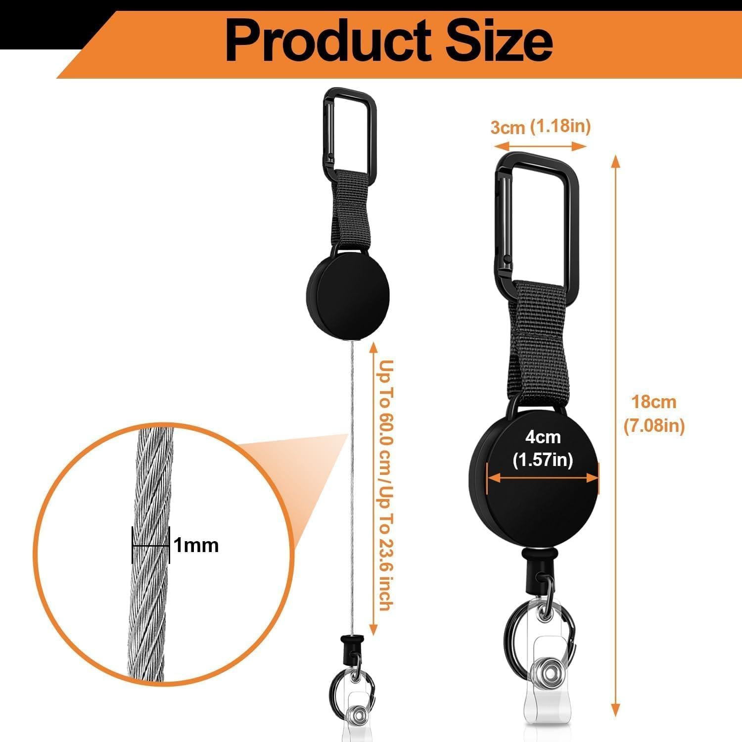 Porta Llaves Retráctil Auriikoop 4 Piezas 61 cm Negro