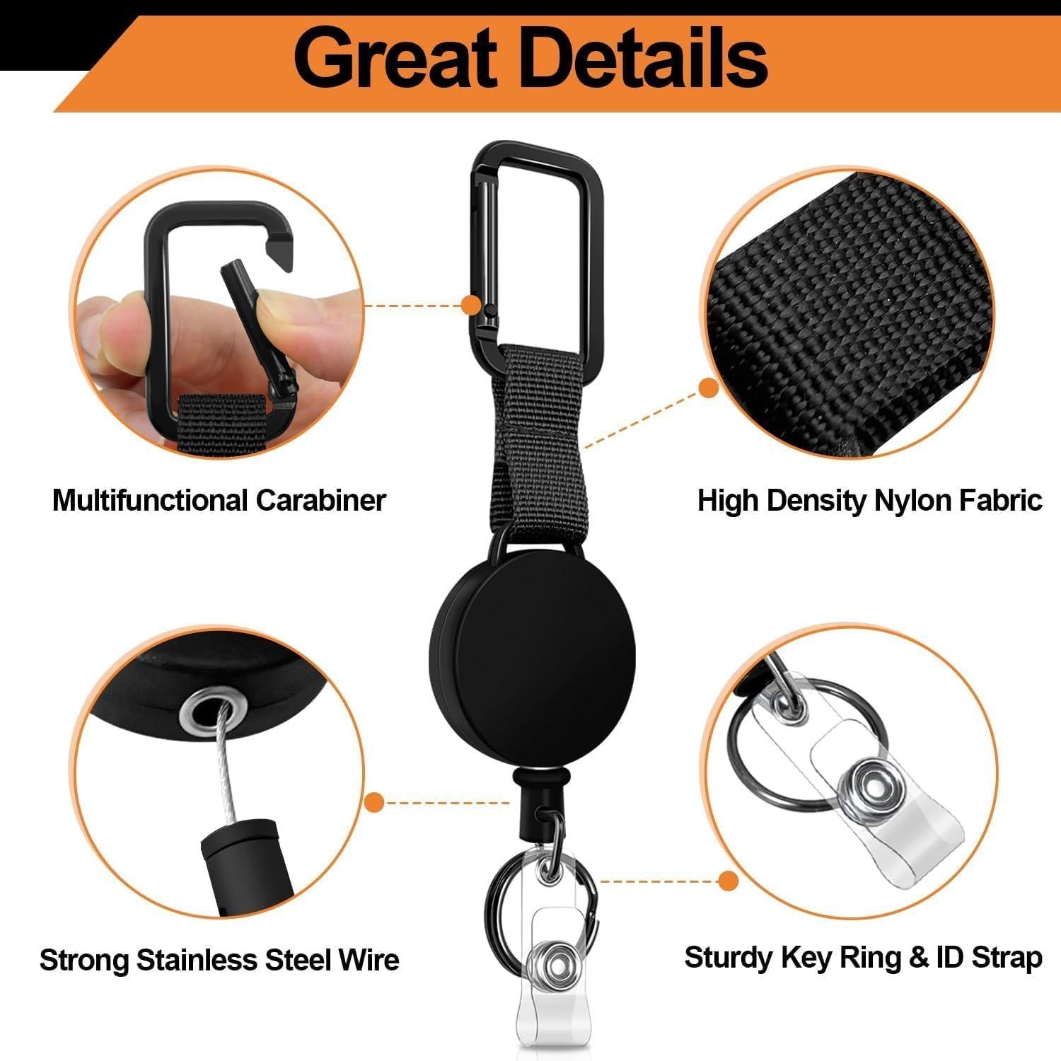 Porta Llaves Retráctil Auriikoop 4 Piezas 61 cm Negro