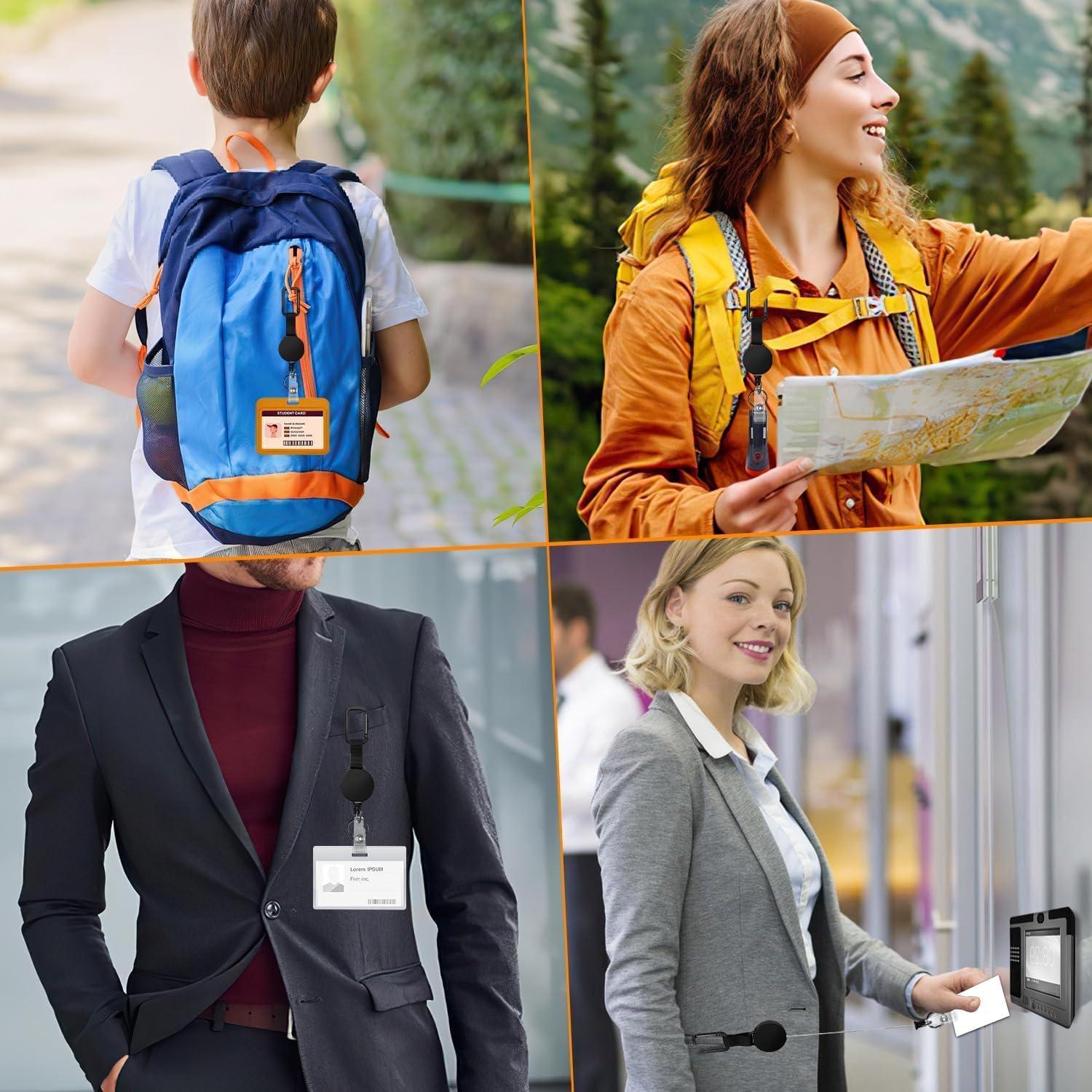 Porta Llaves Retráctil Auriikoop 4 Piezas 61 cm Negro