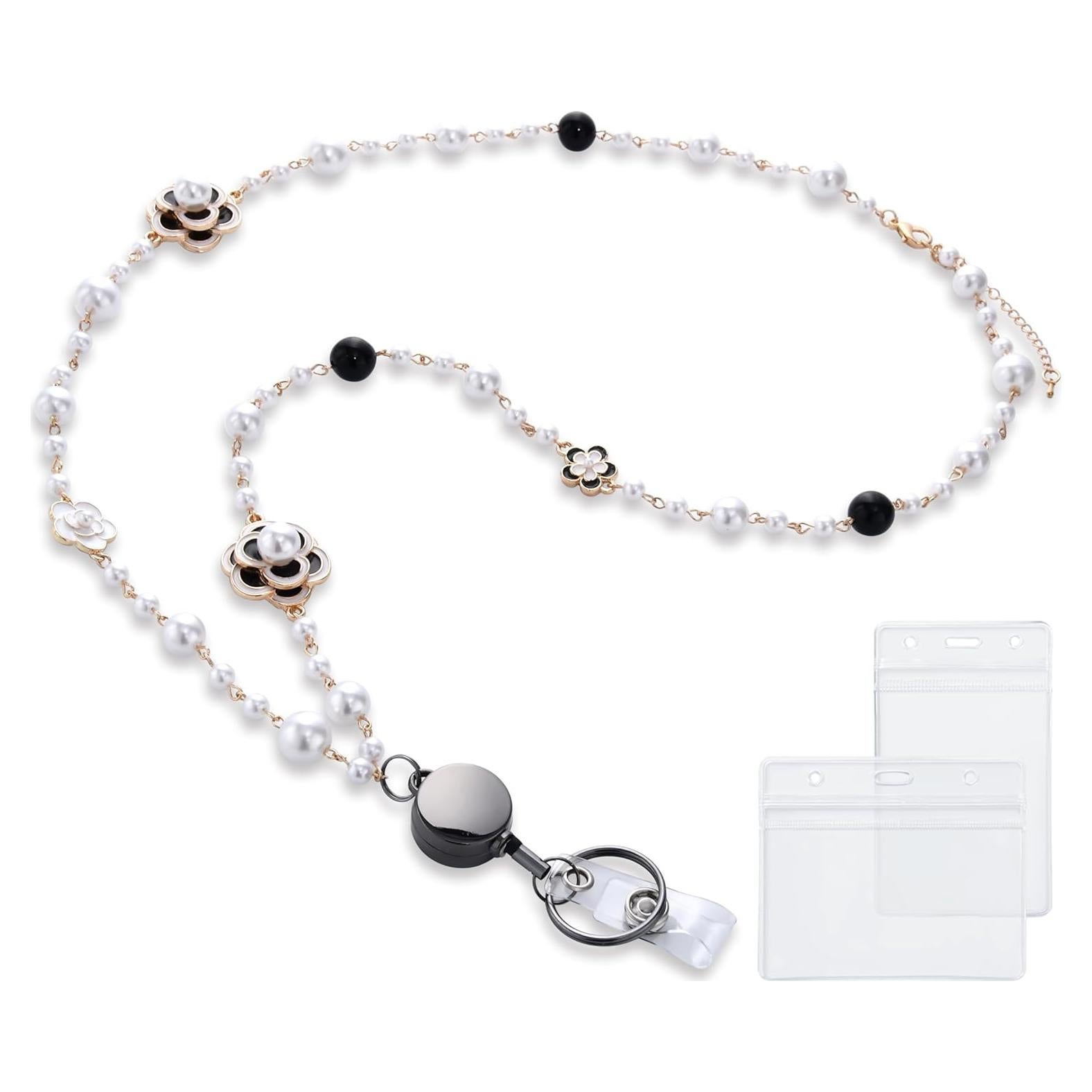 Cinta Retráctil de Identificación Kioooki con Perlas y Camelia