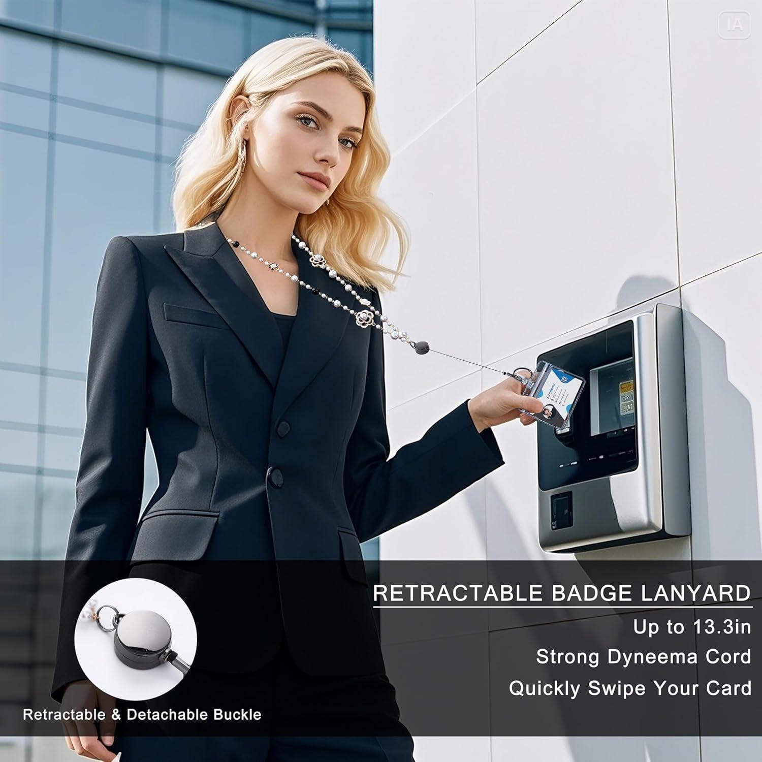 Cinta Retráctil de Identificación Kioooki con Perlas y Camelia