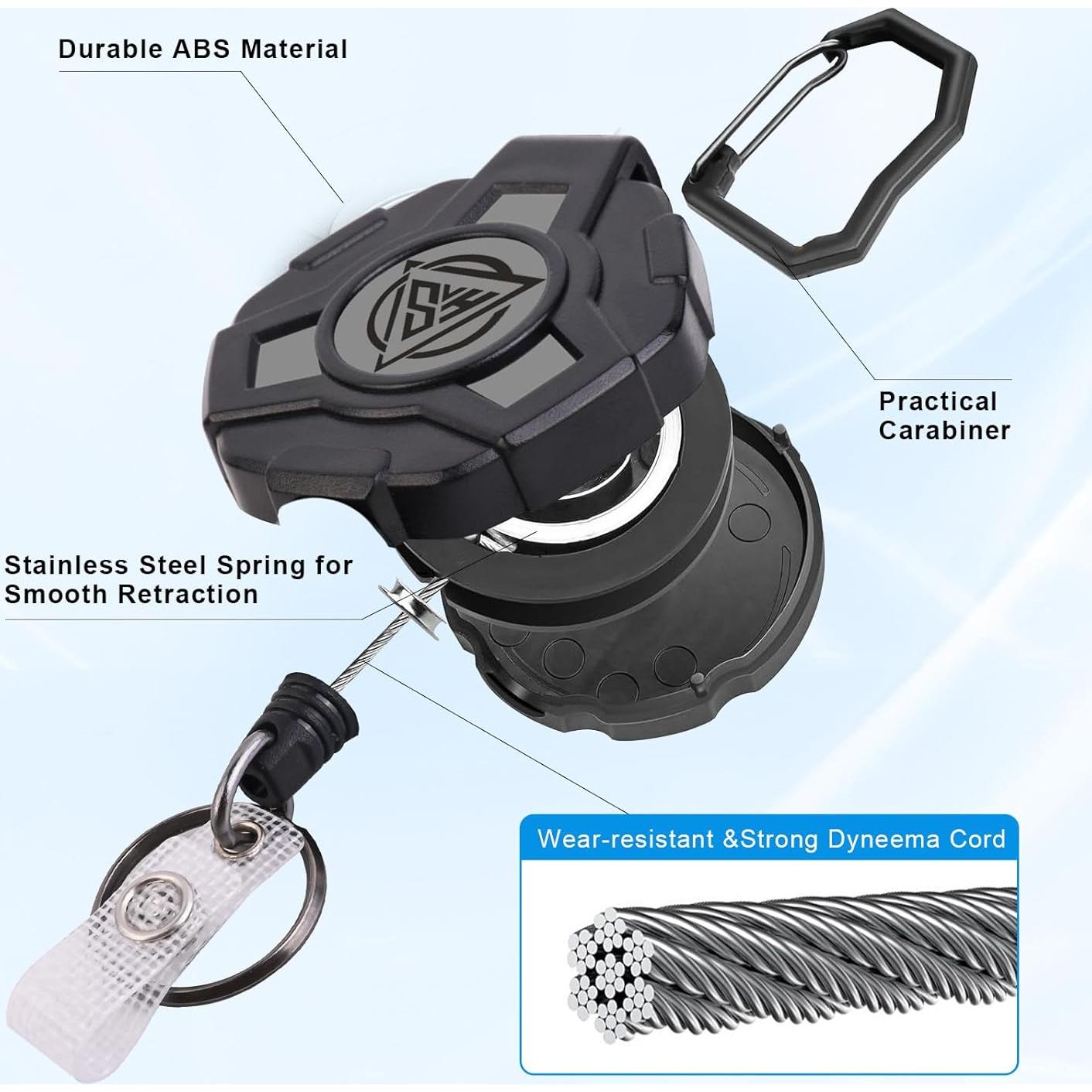 Paquete de 2 llaveros retráctiles Chambom con clip negro