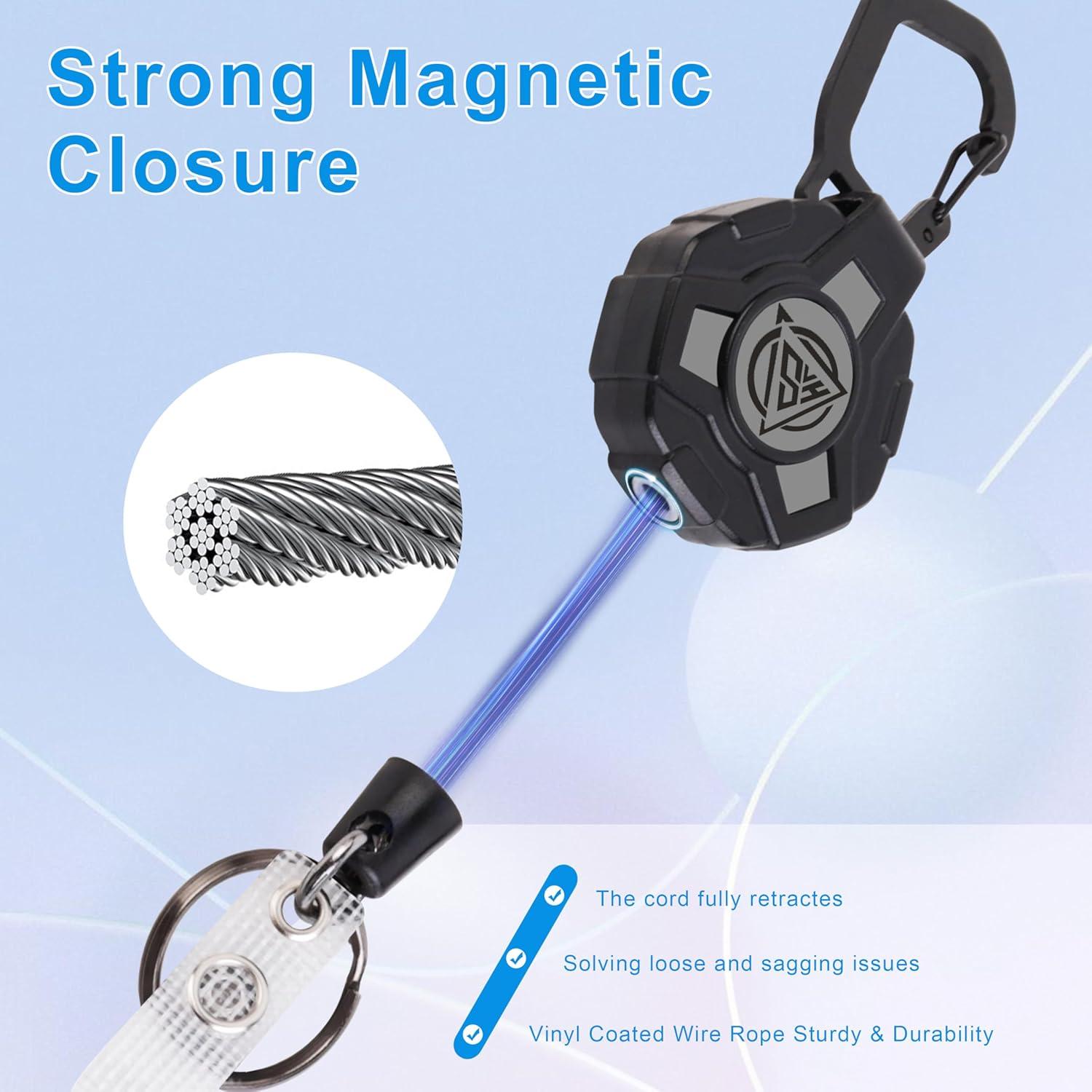 Paquete de 2 llaveros retráctiles Chambom con clip negro