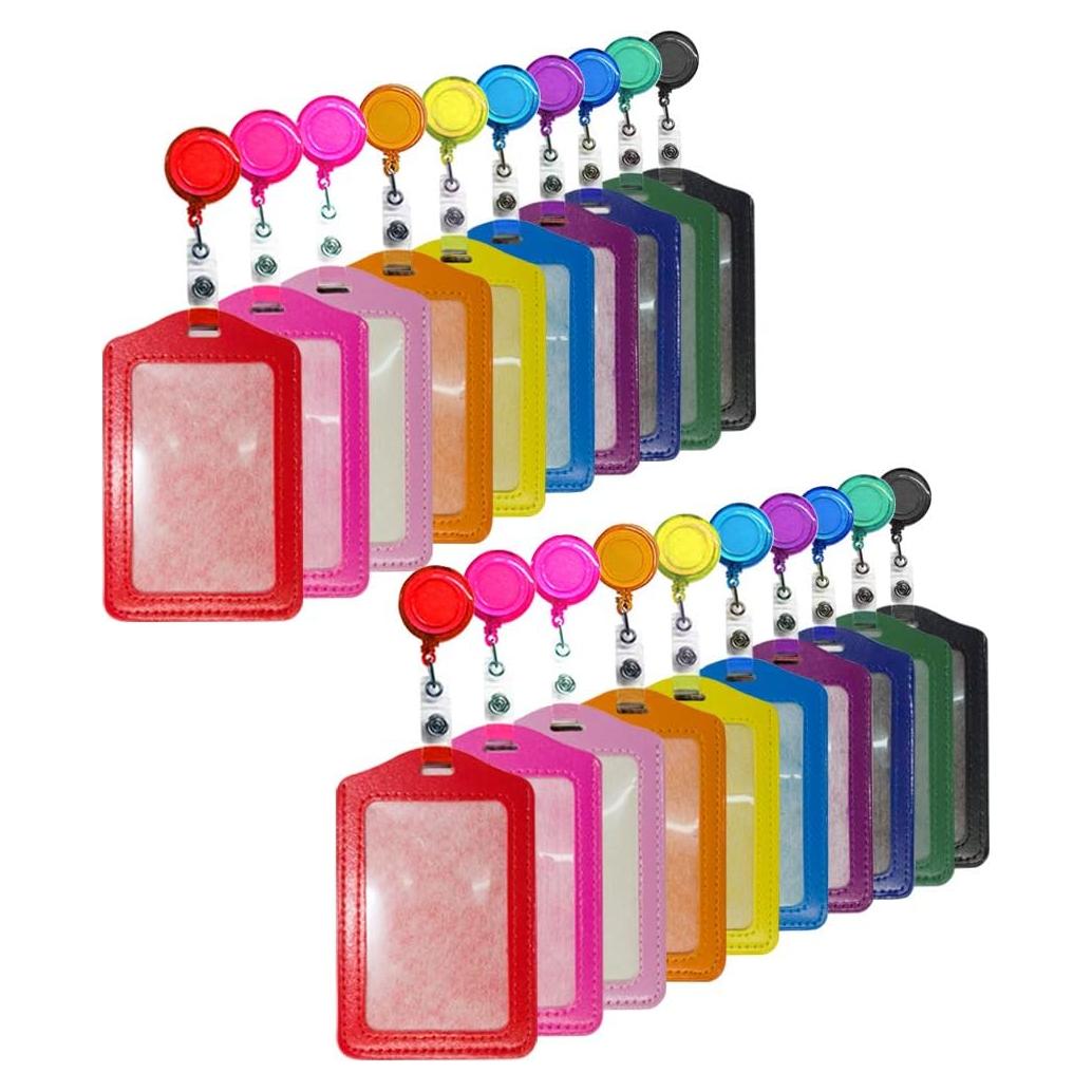 20 Pcs Soporte de Tarjeta de Cuero Sintético Creatiee con Carretes