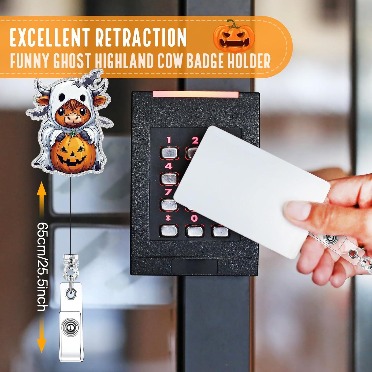 6 Insignias de Fantasma de Halloween Huquary con Clip Retráctil