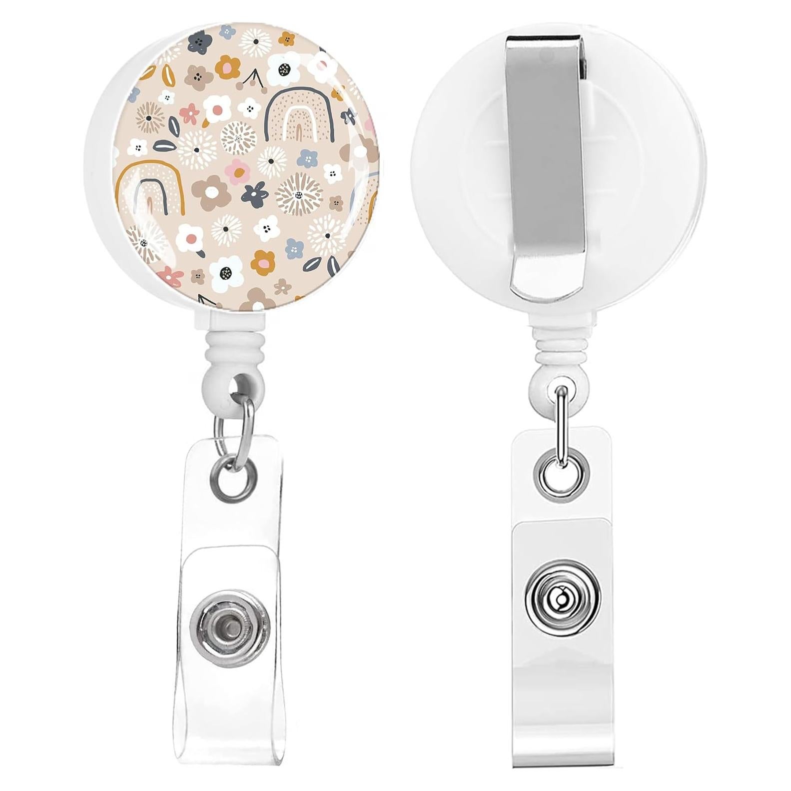 Paquete de 2 Sujetadores de Insignias Retráctiles TPOAEL - Flores Arcoíris