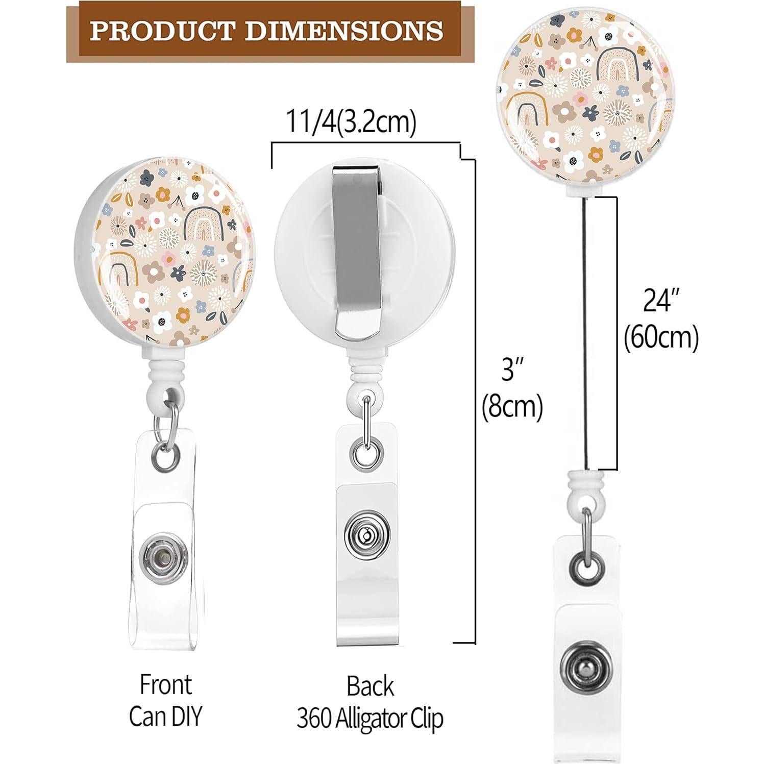 Paquete de 2 Sujetadores de Insignias Retráctiles TPOAEL - Flores Arcoíris