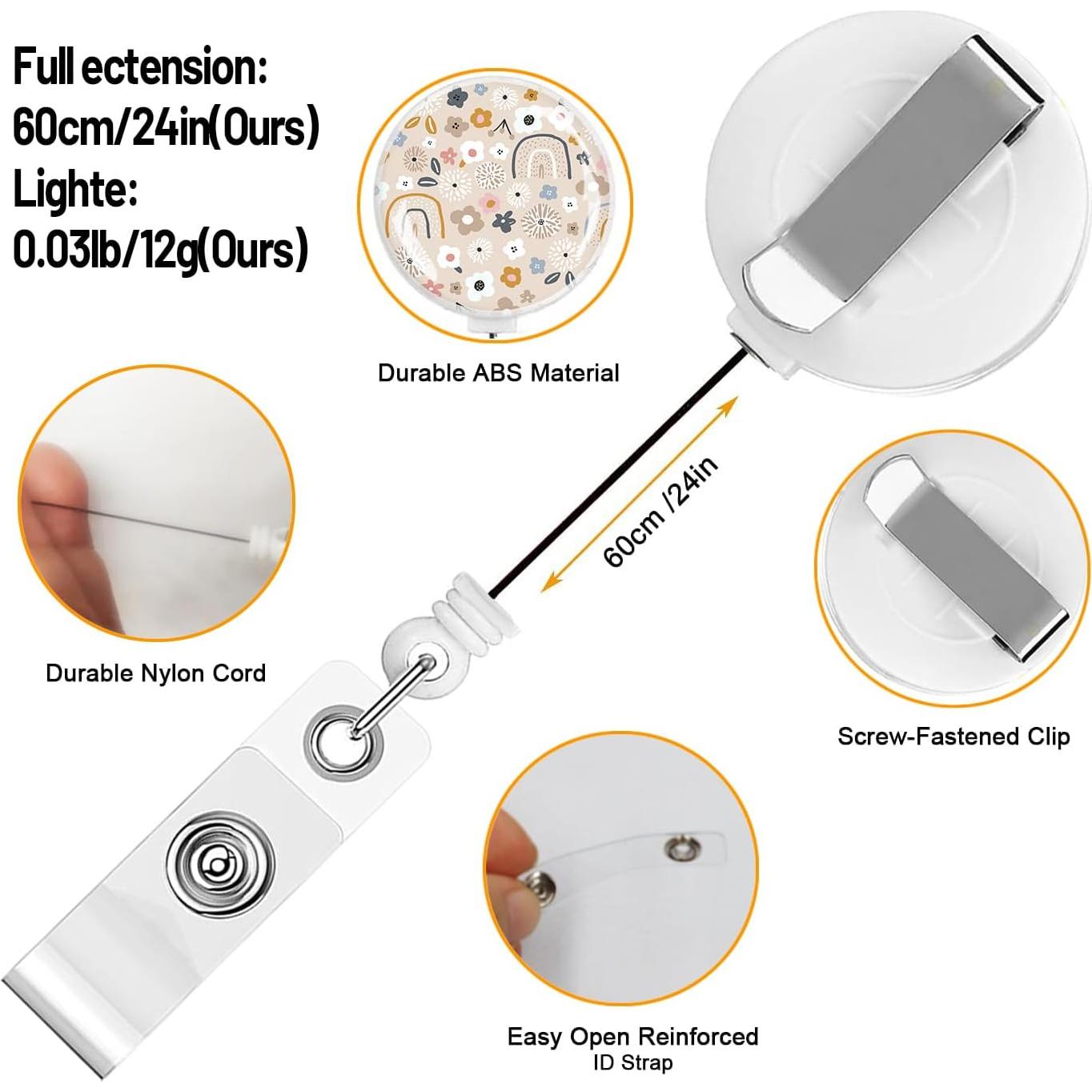 Paquete de 2 Sujetadores de Insignias Retráctiles TPOAEL - Flores Arcoíris