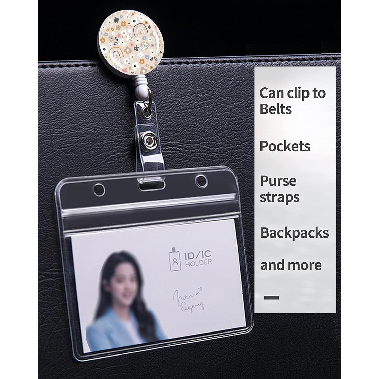 Paquete de 2 Sujetadores de Insignias Retráctiles TPOAEL - Flores Arcoíris