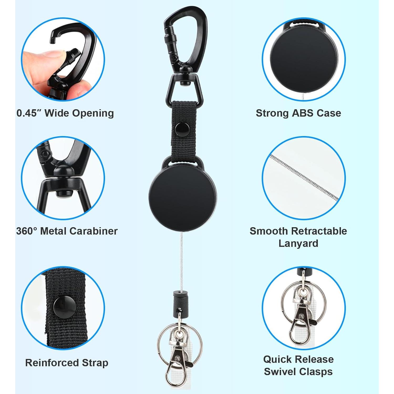 Soporte de identificación retráctil Coinarin con llavero y clip