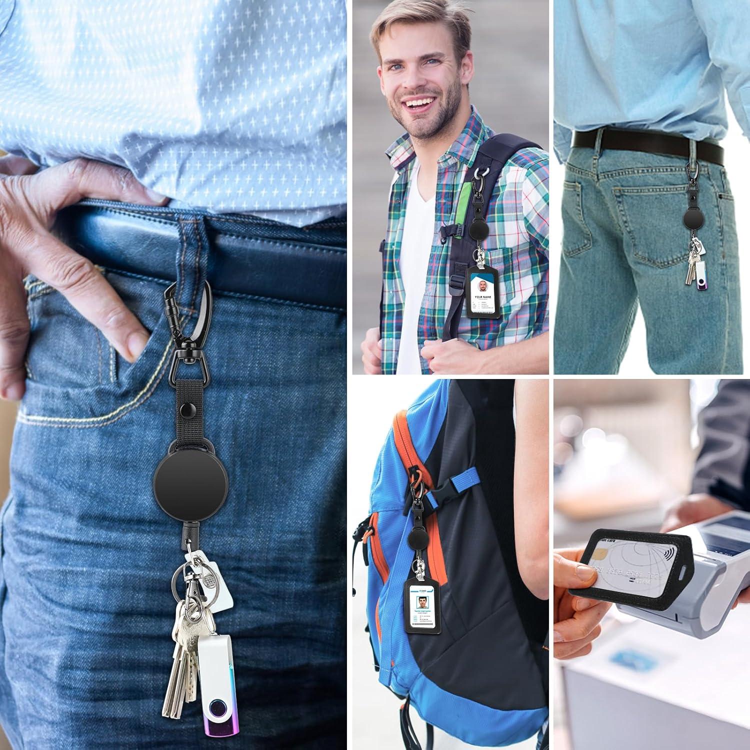 Soporte de identificación retráctil Coinarin con llavero y clip