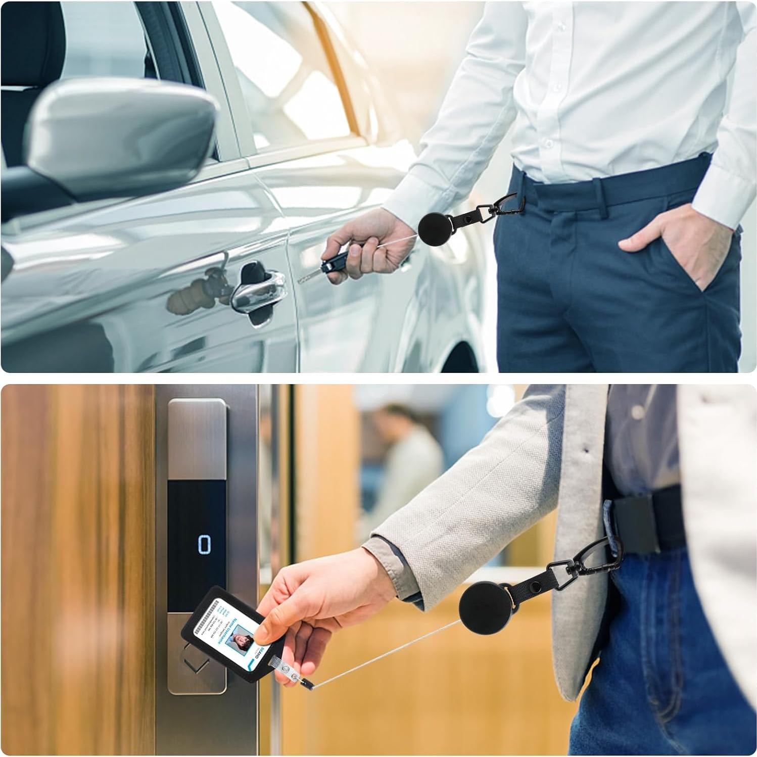 Soporte de identificación retráctil Coinarin con llavero y clip