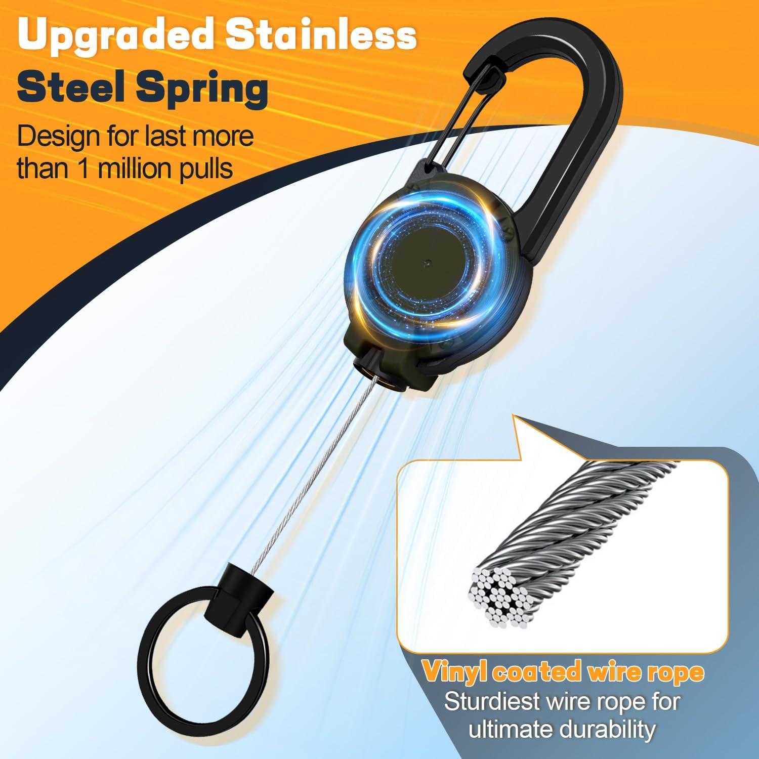 Llavero Retráctil 3 Pack Wonwood, Cable de 60 cm, Alta Resistencia