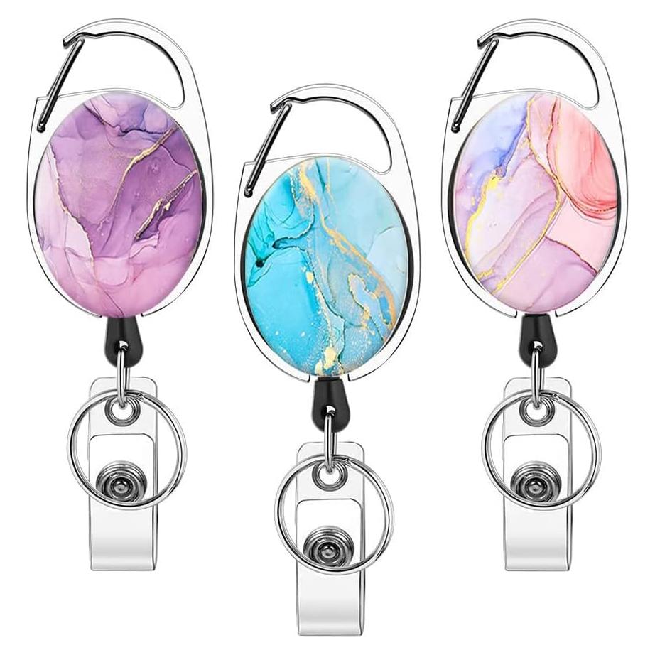 Carrete de Identificación Retráctil MIOINEY 3 Unidades Mármol