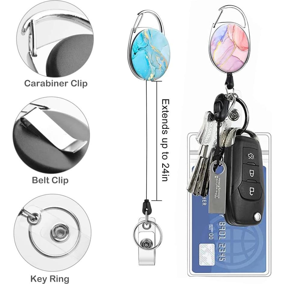 Carrete de Identificación Retráctil MIOINEY 3 Unidades Mármol