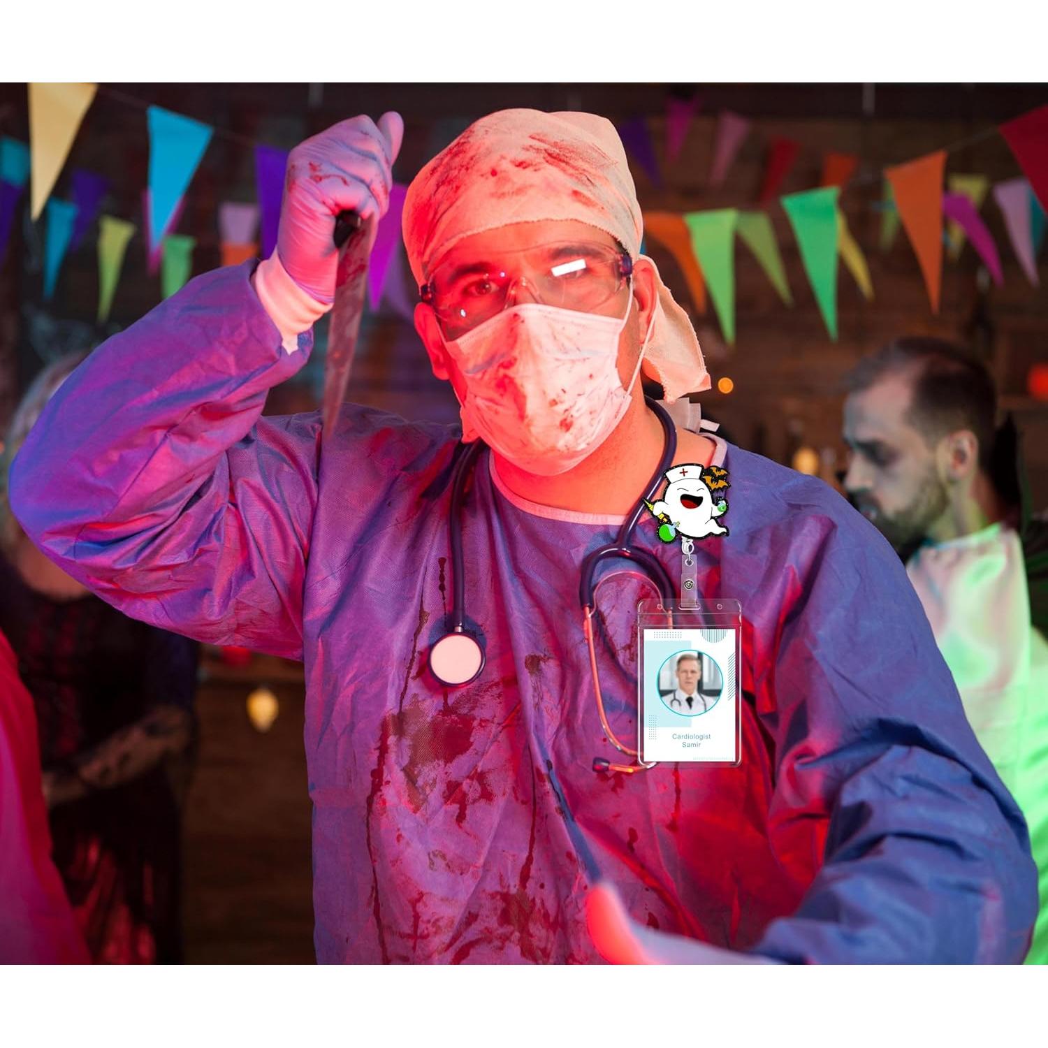 12 Portabotones Halloween Renbuzhu con Clip Fantasma 61 cm