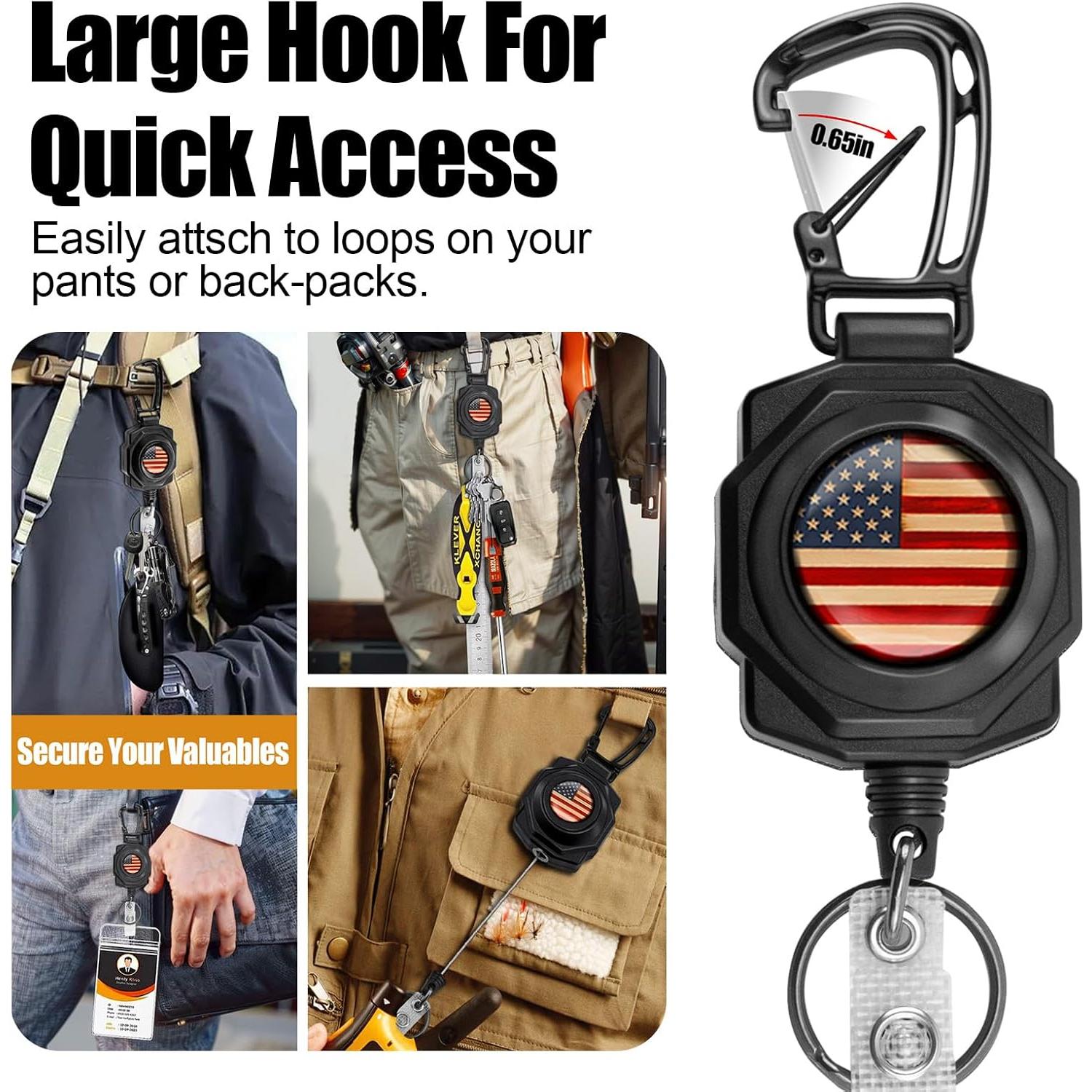 Llavero Retráctil Bolimoss con Carabiner y Cable de Acero 81 cm