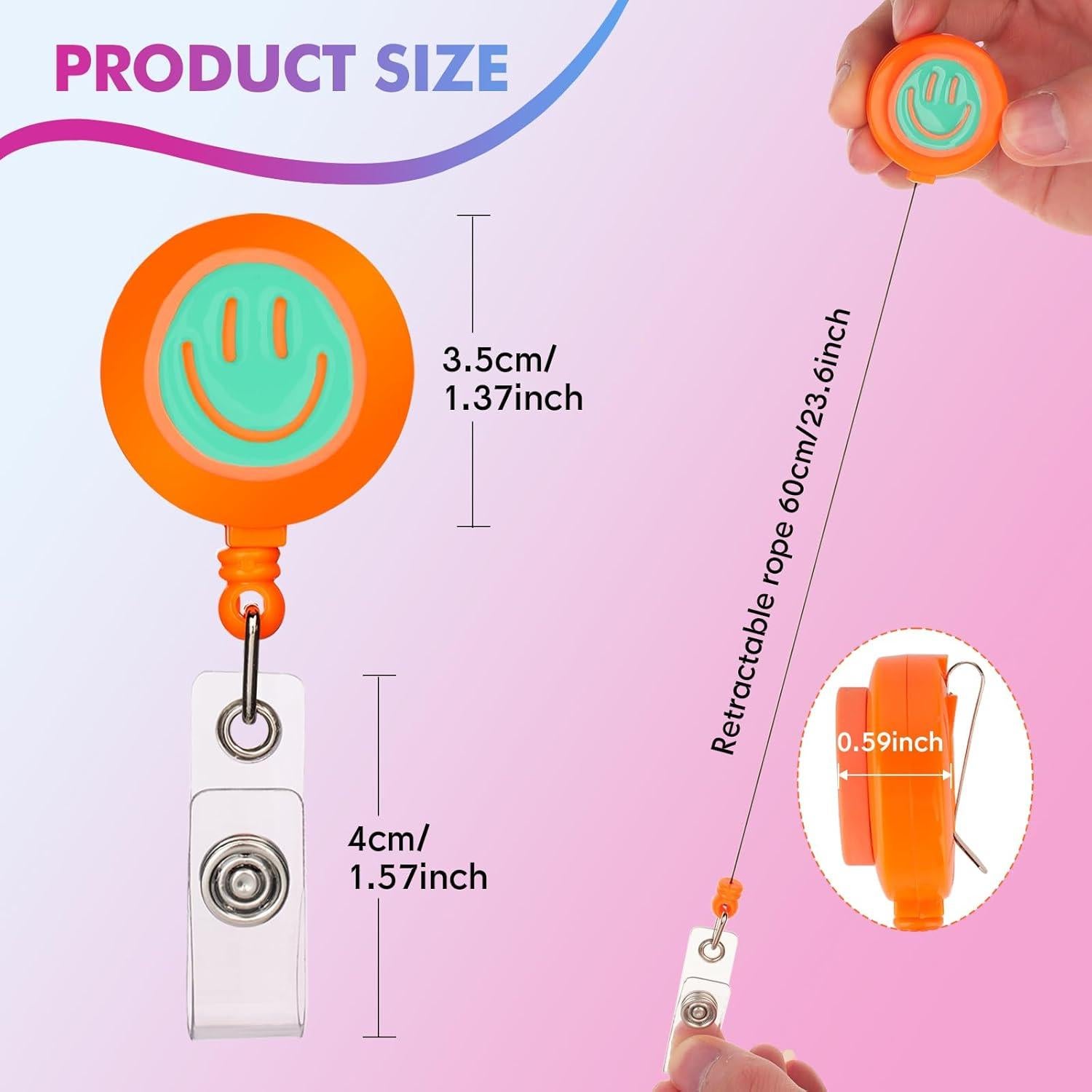 6 Sujetadores de Insignias Coloridos Eunoir con Clip Retráctil