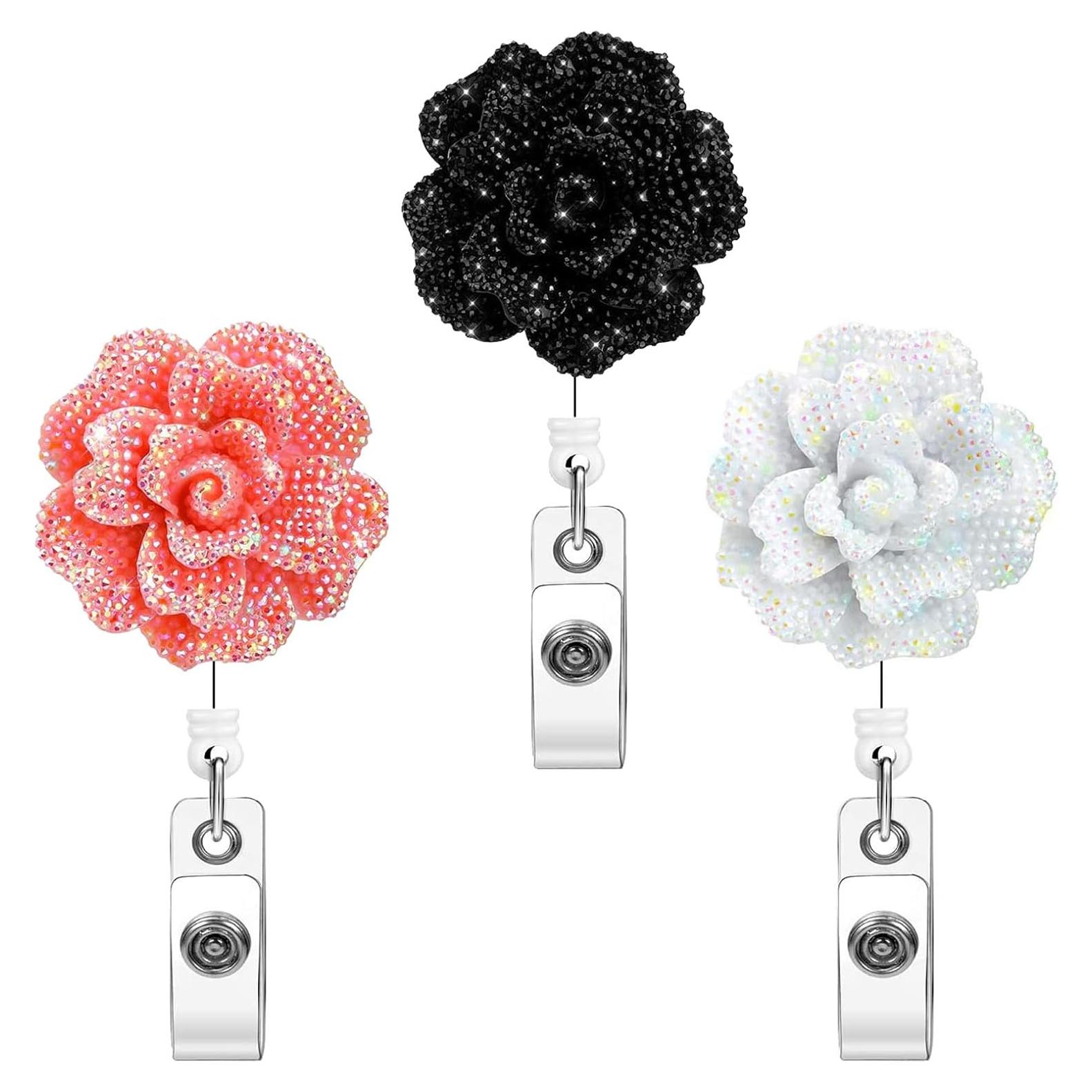 Set de 3 Sujetadores de Insignias Retráctiles MbsaAO Rosa