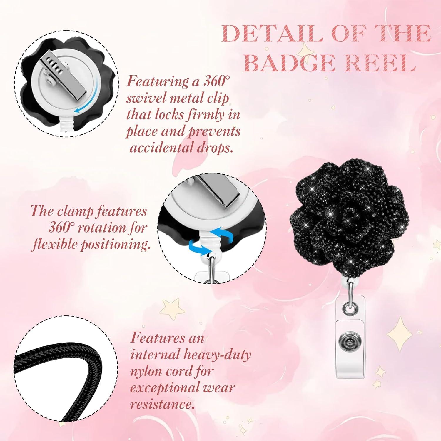 Set de 3 Sujetadores de Insignias Retráctiles MbsaAO Rosa