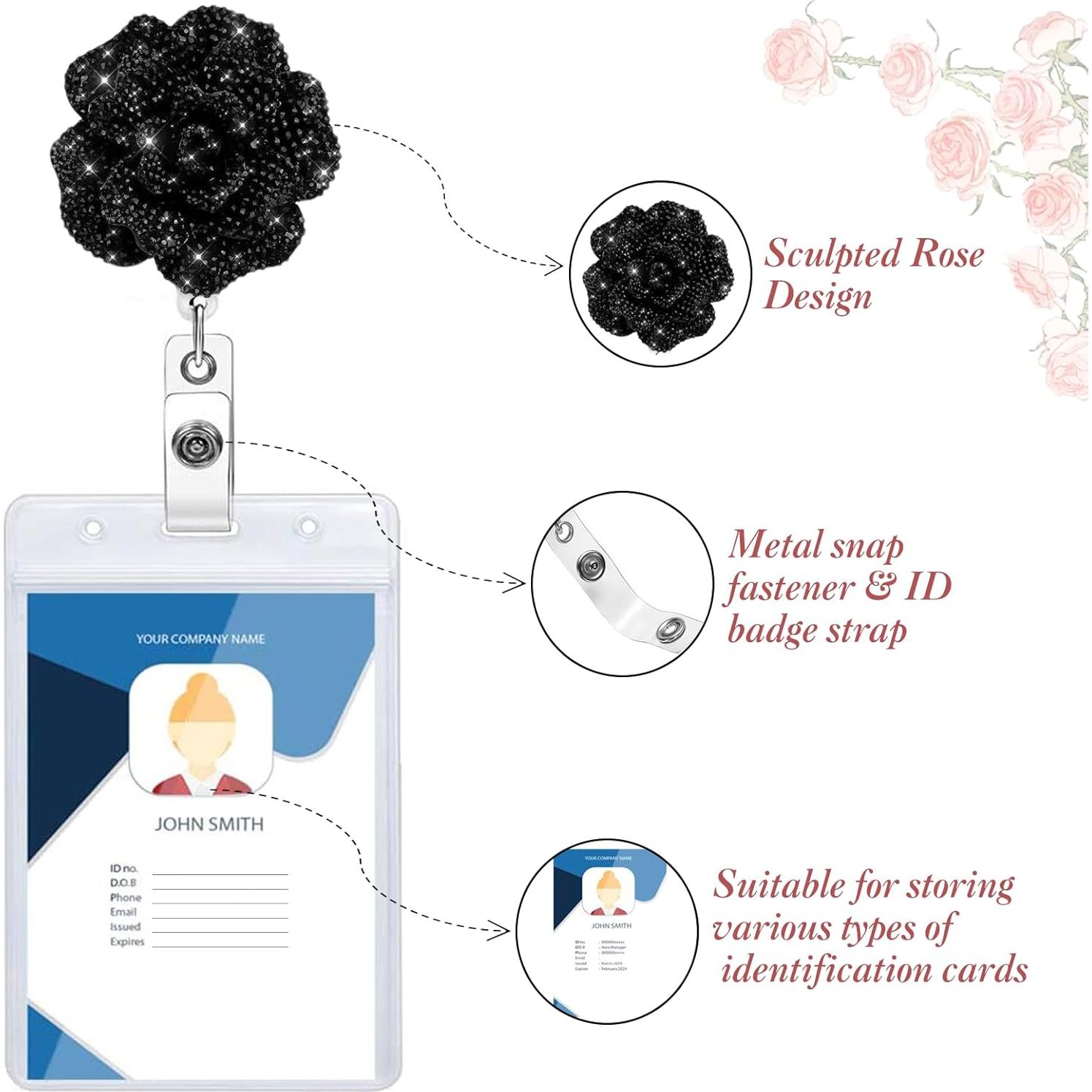 Set de 3 Sujetadores de Insignias Retráctiles MbsaAO Rosa