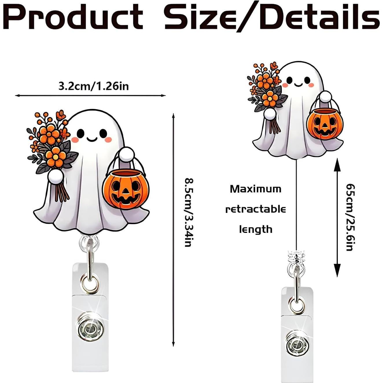 Porta Insignia Retráctil Halloween Posyofet Fantasma 19.94g