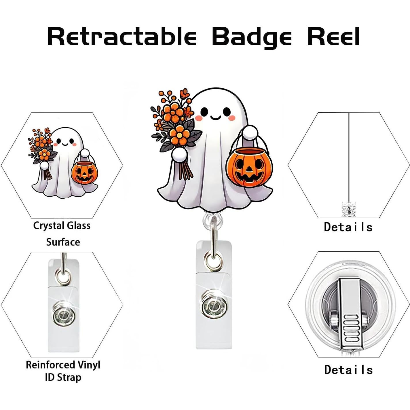 Porta Insignia Retráctil Halloween Posyofet Fantasma 19.94g