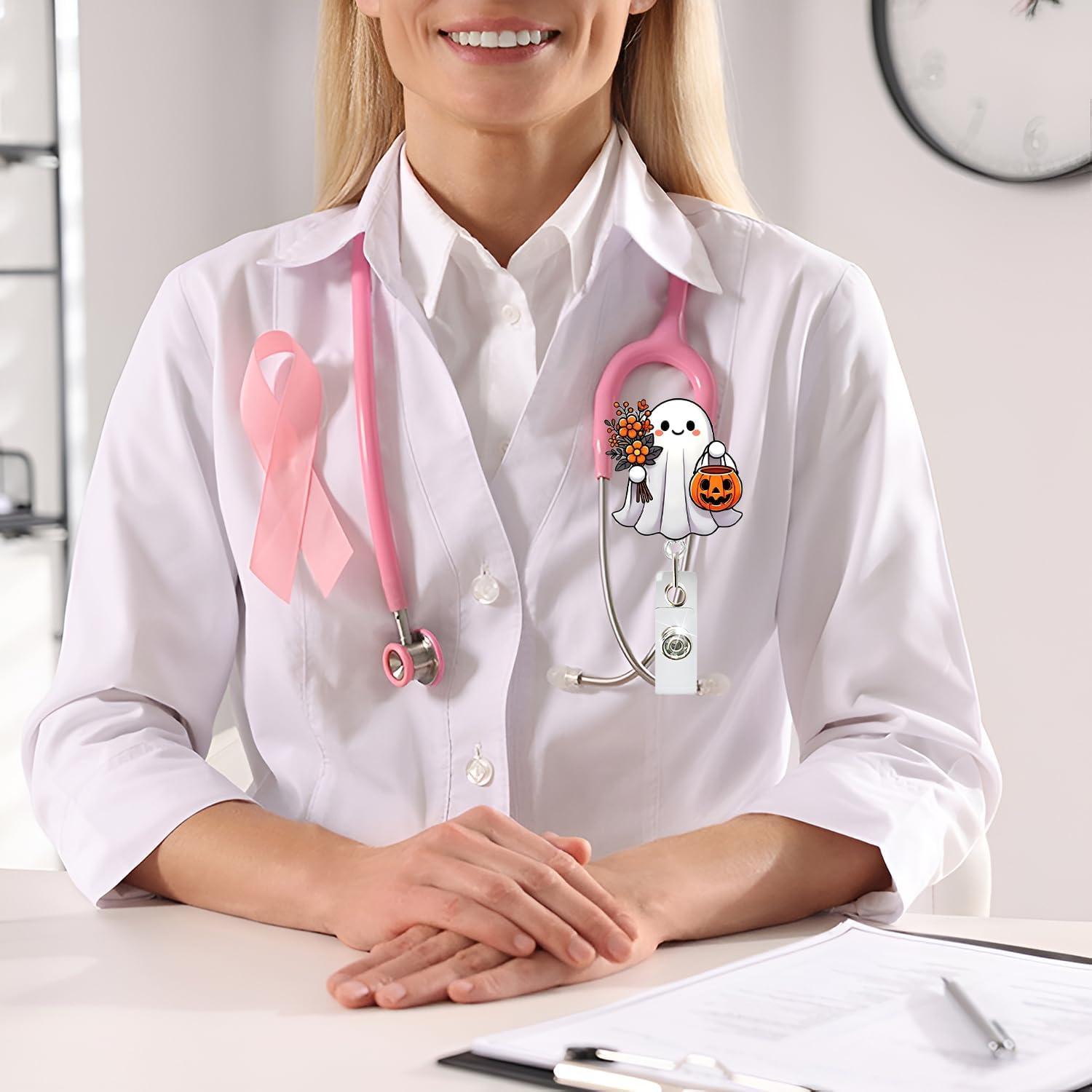 Porta Insignia Retráctil Halloween Posyofet Fantasma 19.94g