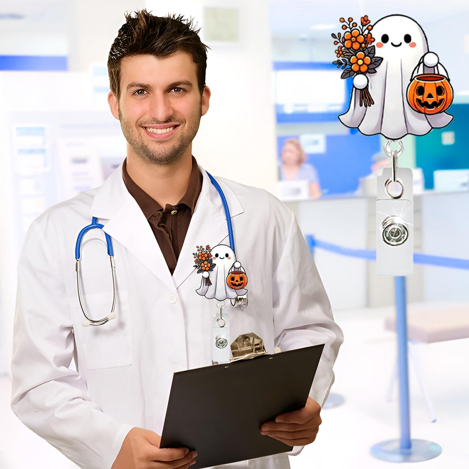 Porta Insignia Retráctil Halloween Posyofet Fantasma 19.94g