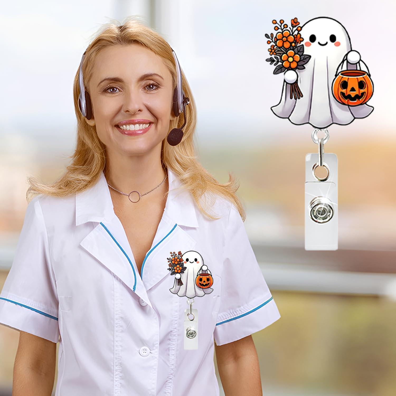 Porta Insignia Retráctil Halloween Posyofet Fantasma 19.94g