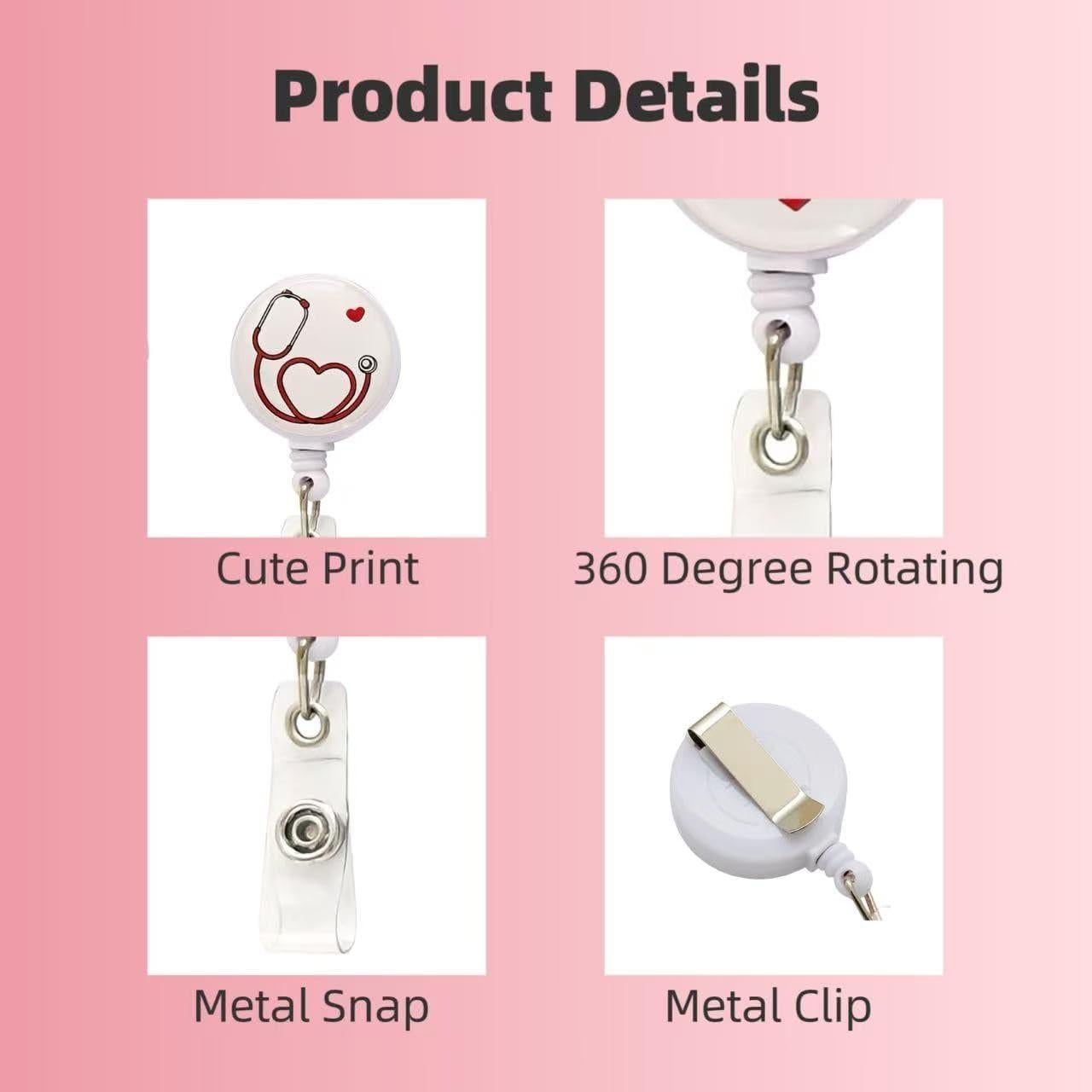 Portatarjetas Retráctiles Lsphioole 6 Pcs Enfermera Corazón