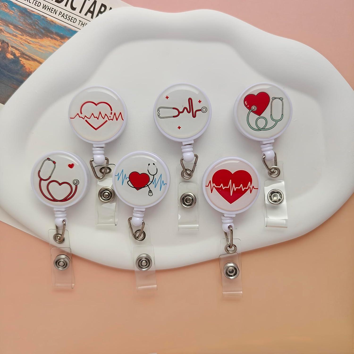 Portatarjetas Retráctiles Lsphioole 6 Pcs Enfermera Corazón