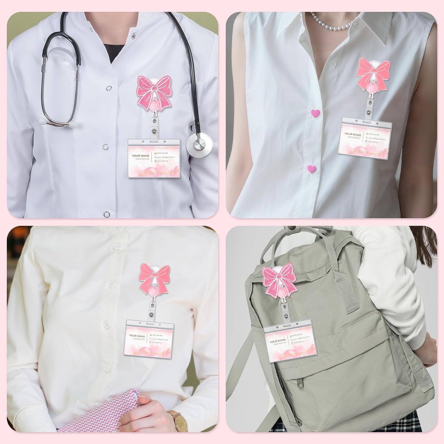 2 Ruedas de Insignia Retráctiles BESARME Lazo Rosa Clip