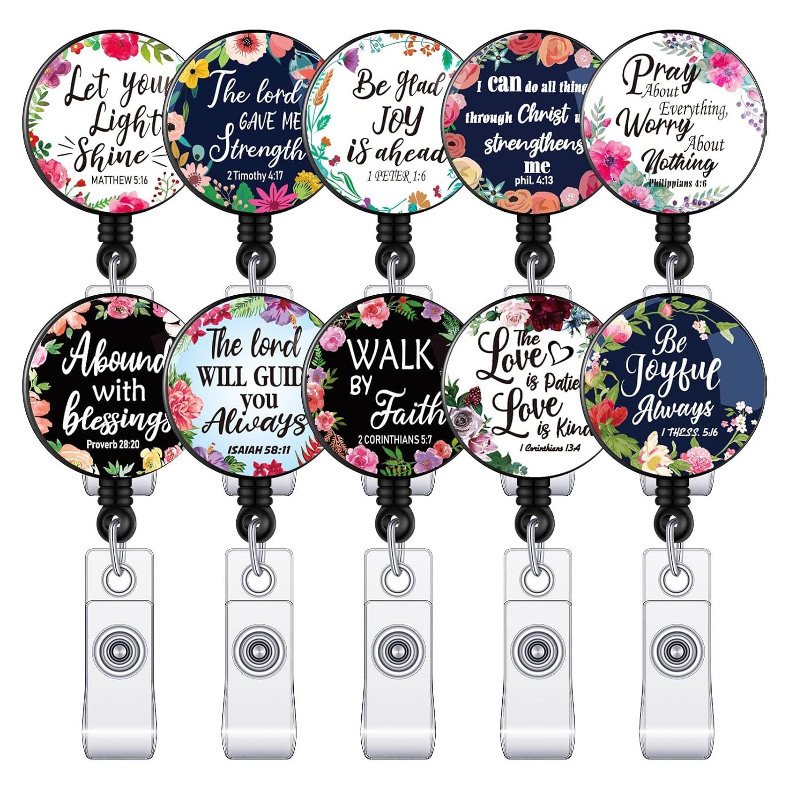 10 Piezas Soporte Insignia Retráctil Outus con Versículos