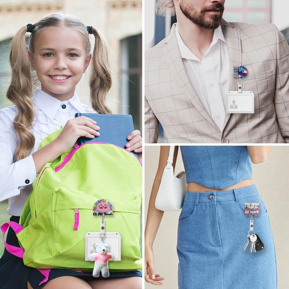 Sujetador Retráctil de Insignia Msticey Plata 8.9x4.3cm