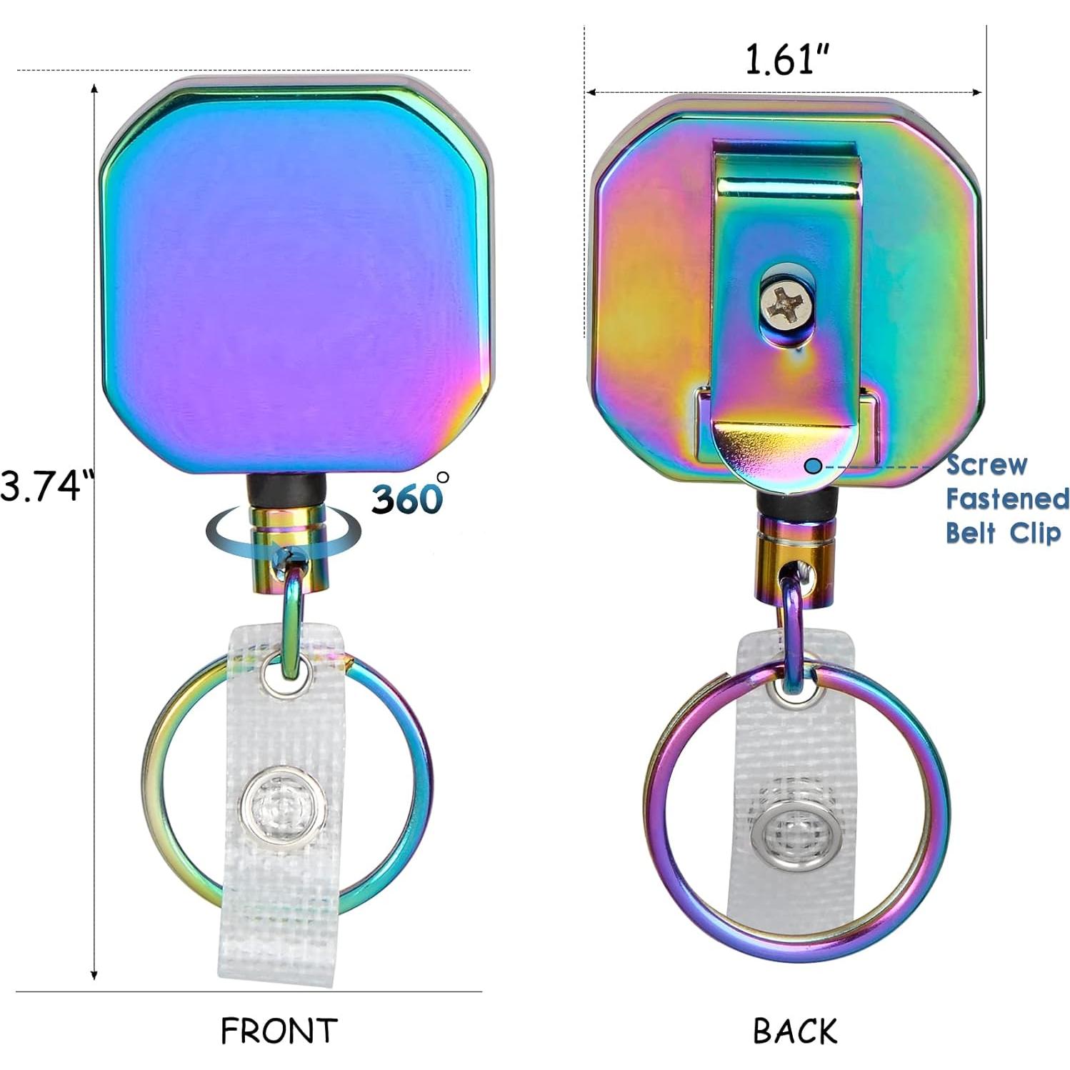 Portatarjetas Retráctil YLLAI Metal Colorido con Clip Cinturón