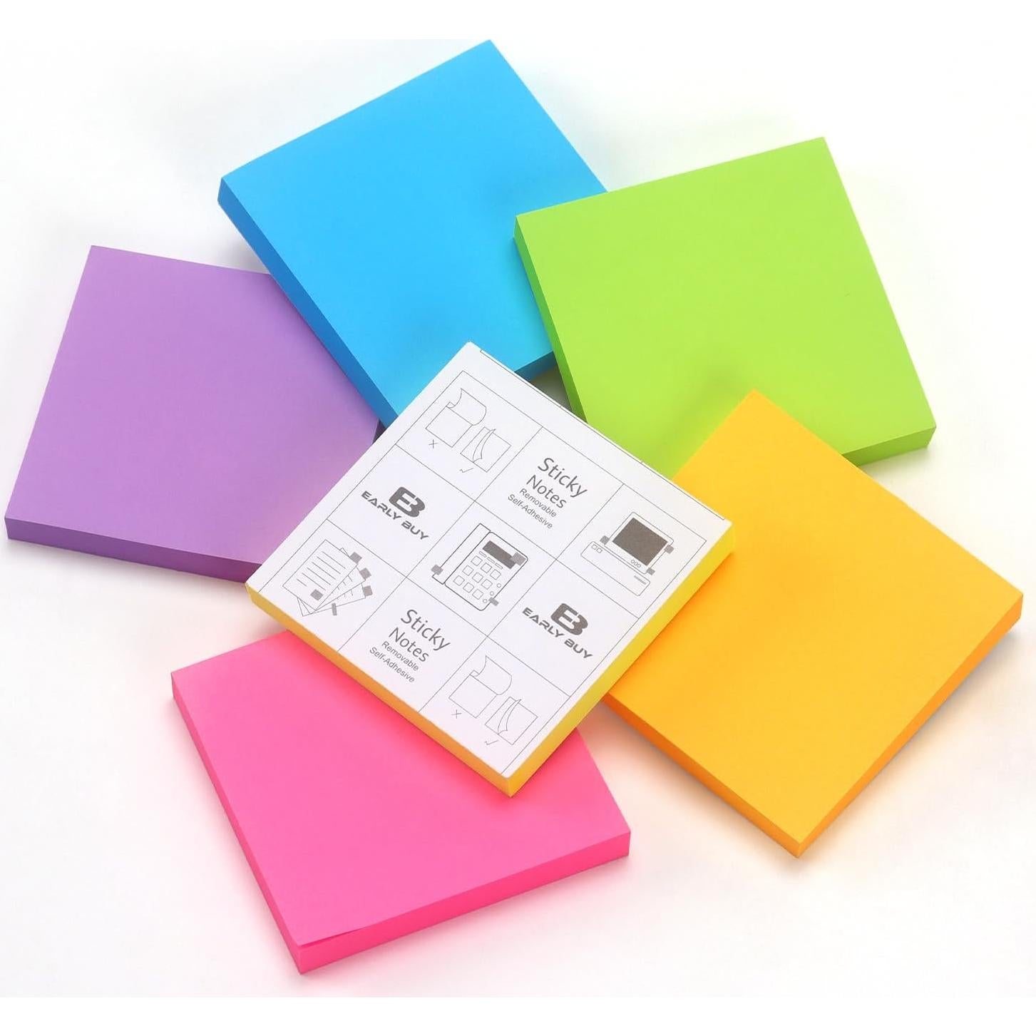 Notas Adhesivas Early Buy 6 Colores Brillantes 7.6x7.6cm